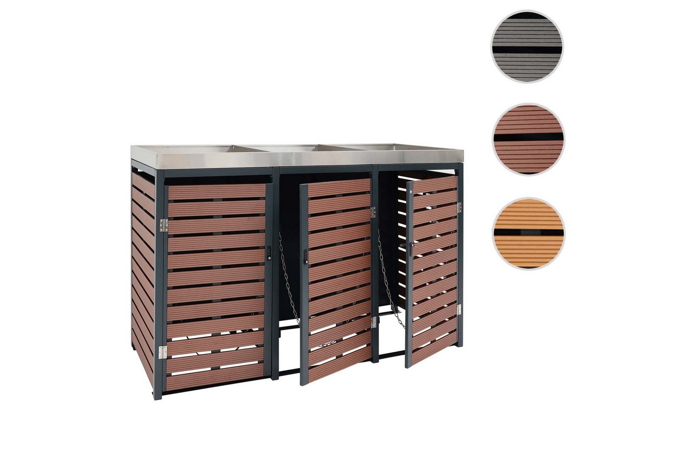 Thumbnail - MCW Mülltonnenbox MCW-K14-3 (3 St), Für Mülltonnen mit 80 bis 240L Fassungsvermögen, Mit Kippvorrichtung