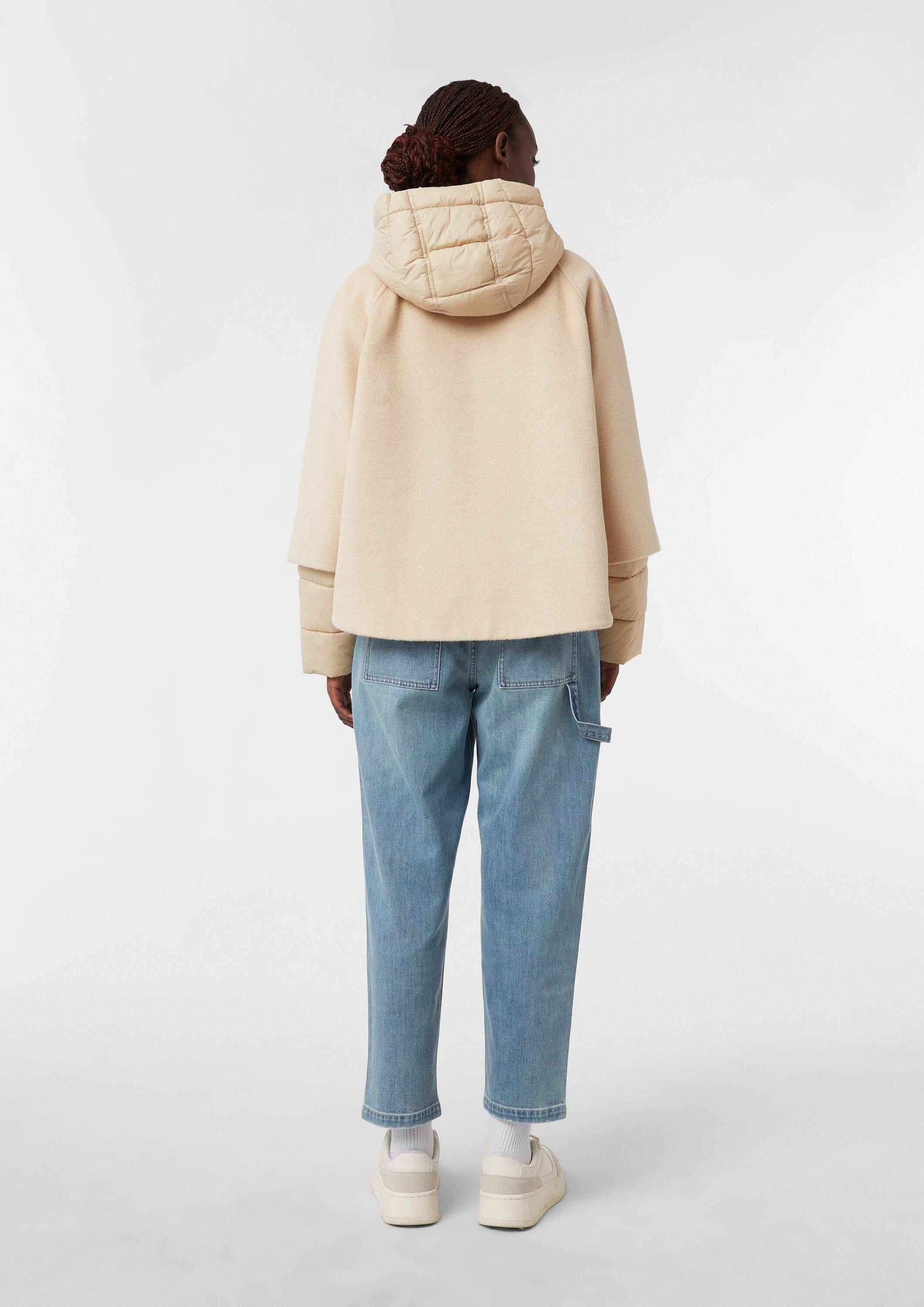 comma Funktionsjacke Outdoor-Jacke Cape-Jacke aus Wollmix mit Stepp-Details