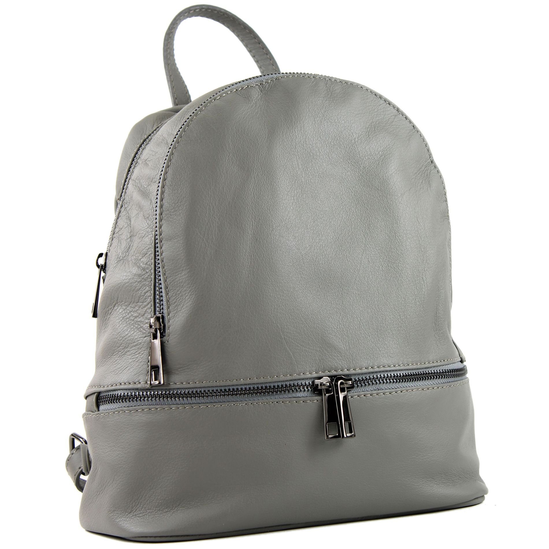 modamoda de Rucksack T137v4, Echtleder Handmade in Italy Mausgrau