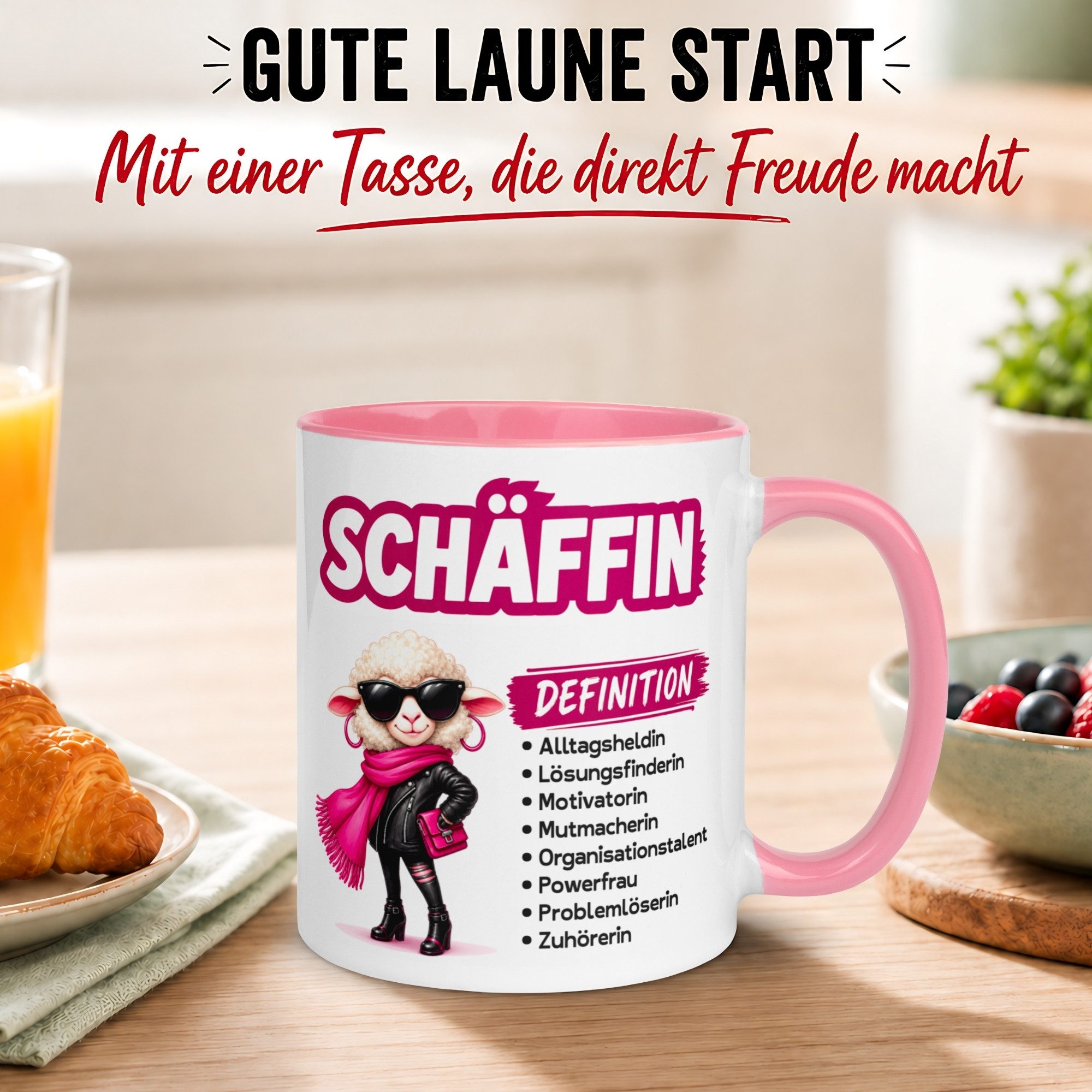 Momentals Tasse Chefin – „Schäffin - Definition“ – Geschenk Becher Chefin, Gratis Versand · Links-&Rechtshänder · Spülmaschinenfest