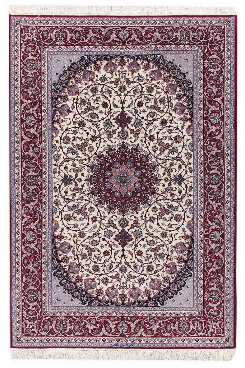 Orientteppich Isfahan Sherkat Seidenkette 161x251 Handgeknüpfter Orientteppich, Nain Trading, rechteckig, Höhe: 6 mm