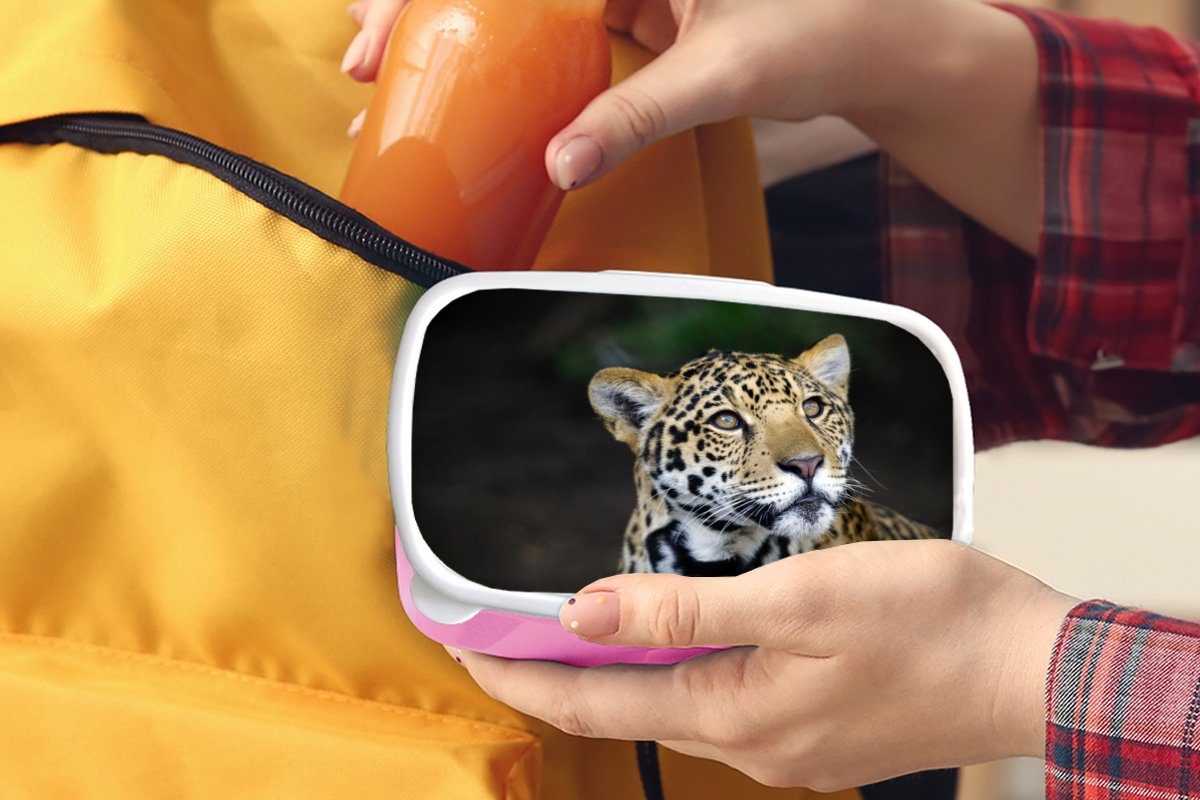 Kinder, Wald, Kopf MuchoWow Snackbox, Lunchbox Kunststoff - rosa - Leopard Brotbox Mädchen, für Kunststoff, (2-tlg), Erwachsene, Brotdose