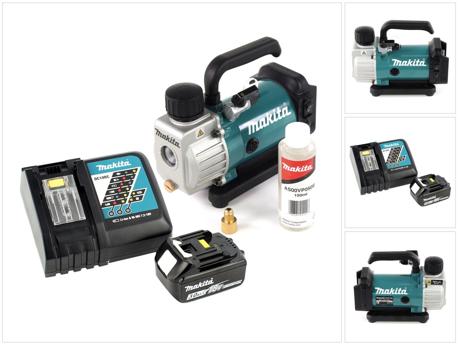 Makita Tauchpumpe DVP 180 RF1 18V Akku Vakuumpumpe + 1x BL 1830 3,0 Ah Akku + DC 18 RC