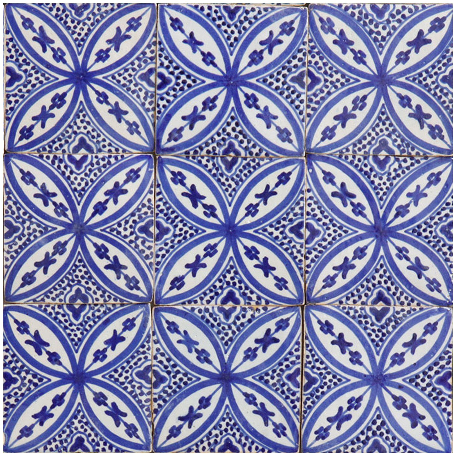 Casa Moro Wandfliese Orientalische Keramikfliese Ifsane 10x10 cm, Blau und Weiß, blau weiß handbemalte marokkanische Fliese, Kunsthandwerk aus Marokko Wandfliese, für schöne Küche Dusche Badezimmer, FL7150