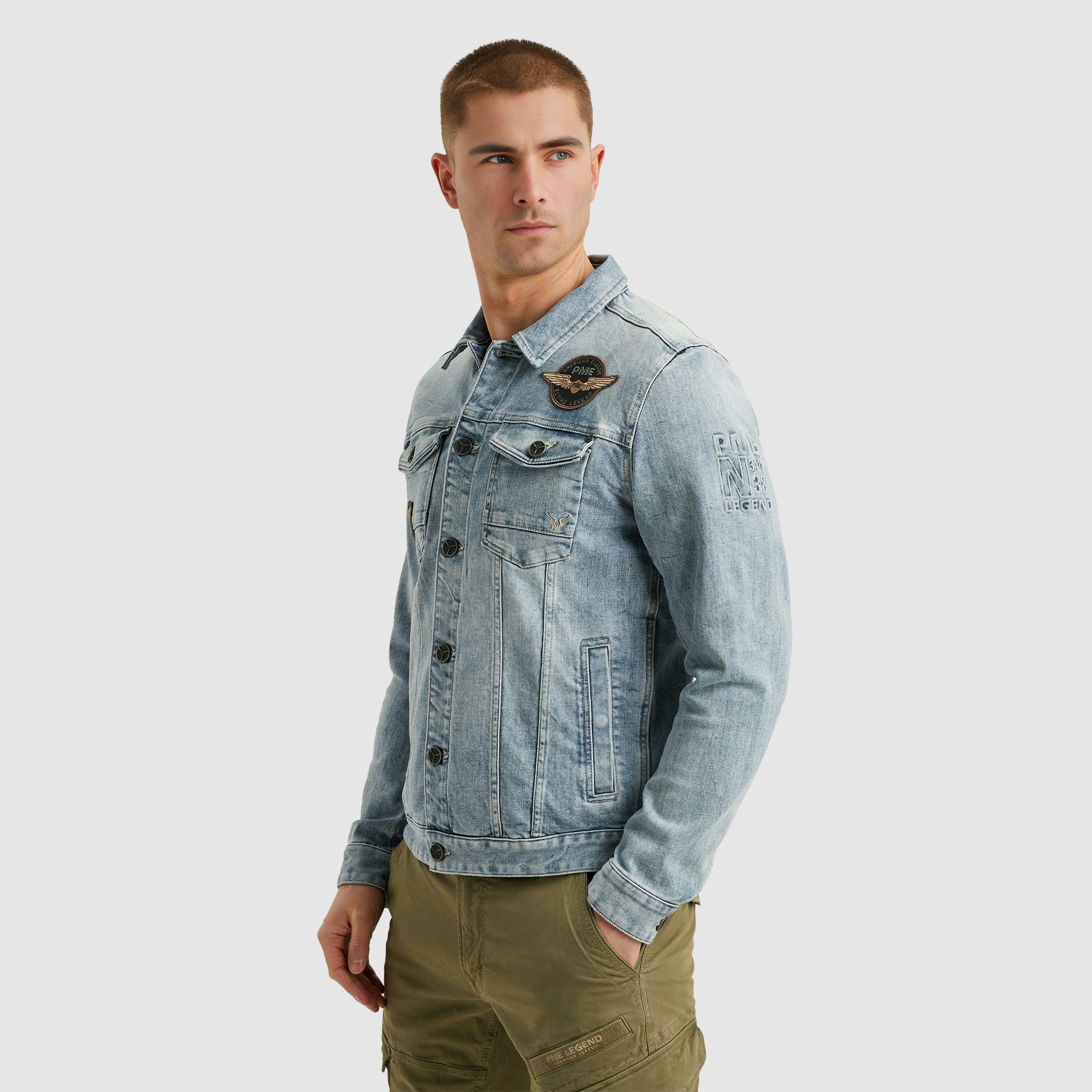 PME LEGEND Jeansjacke mit Logo Stickereien günstig online kaufen