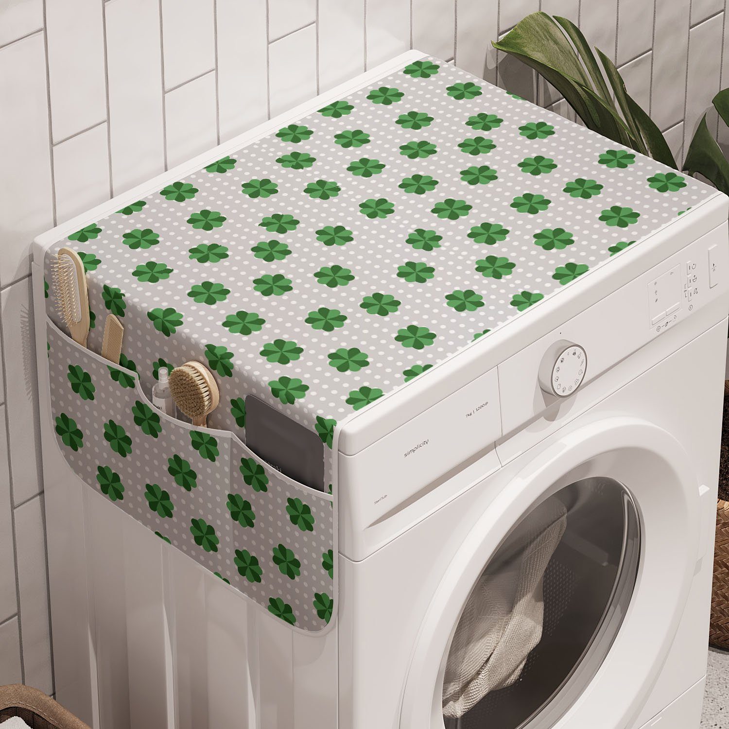 Abakuhaus Badorganizer Anti-Rutsch-Stoffabdeckung für Waschmaschine und Trockner, St. Patrick ' s Day Klee-Muster