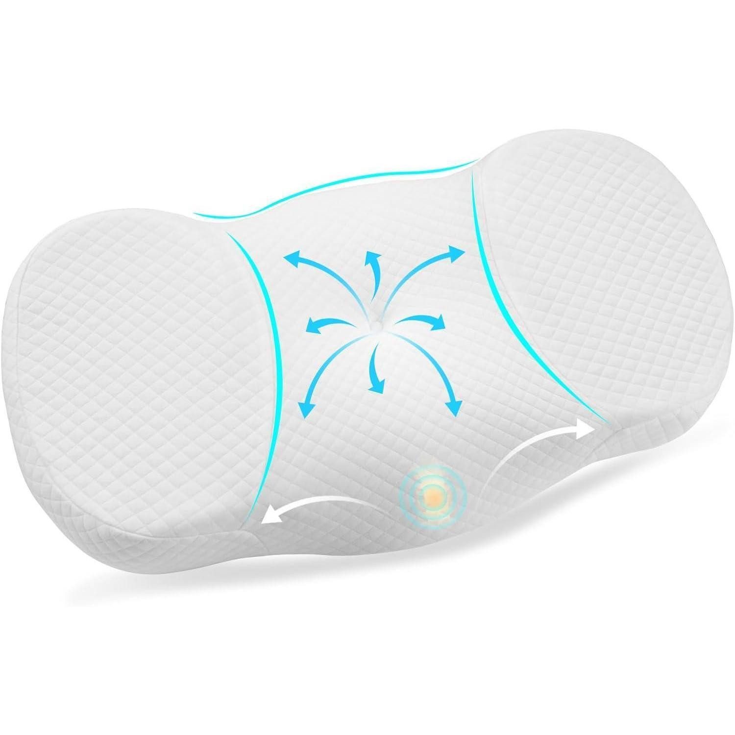 LuxusKollektion Halbmond-Kissen Kissen Memory Foam orthopädisches Seiten Bauchschläfer Weiß-b