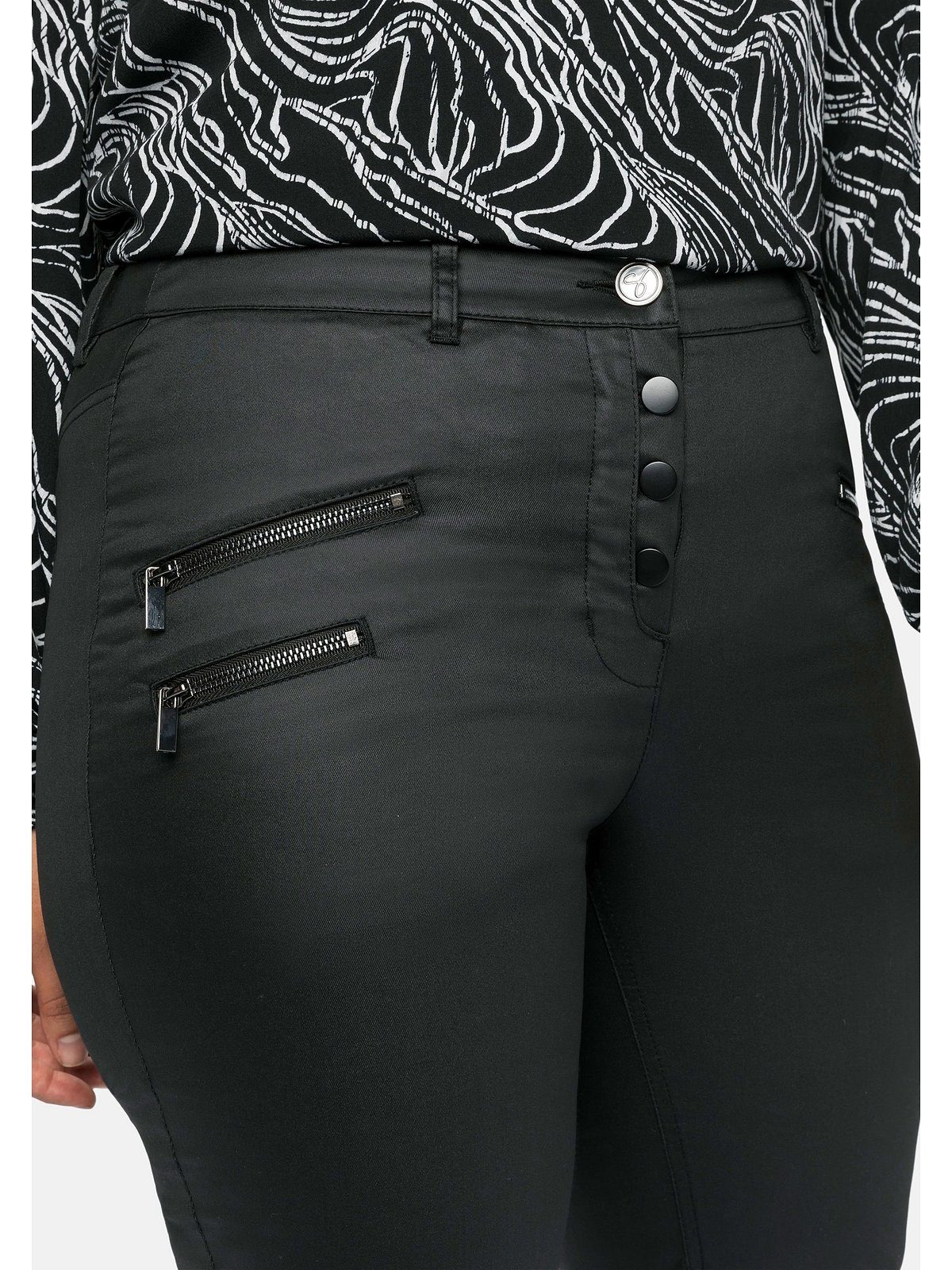Damen Hosen Sheego Stretch-Hose Hose mit Zippern