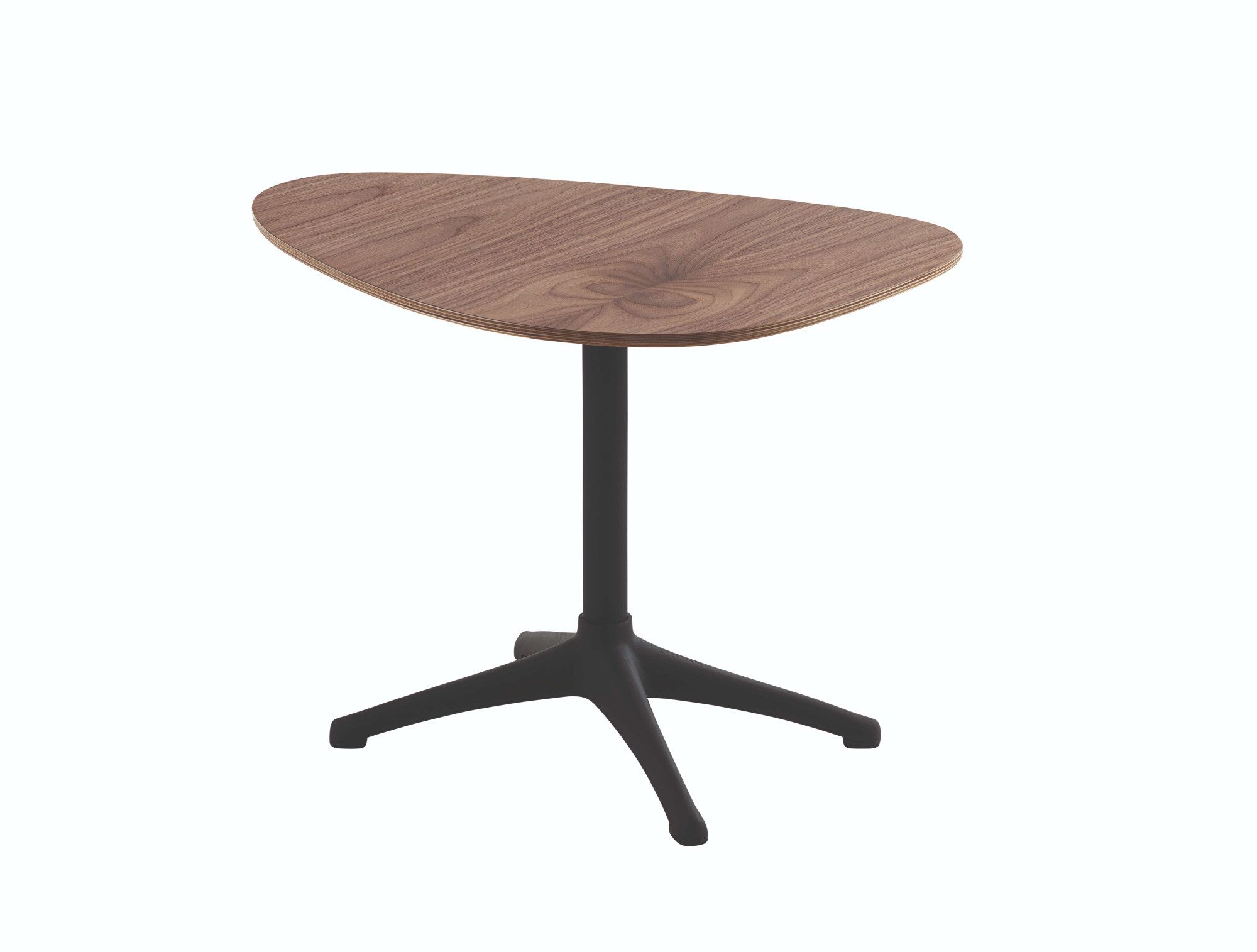 FLEXLUX Beistelltisch Nachttisch, Sofatisch, Kaffeetisch, Couchtisch, Nierenform, Walnuss oder Eiche Furnier, Fuß Alufarbig oder Schwarz, Höhe 45 cm