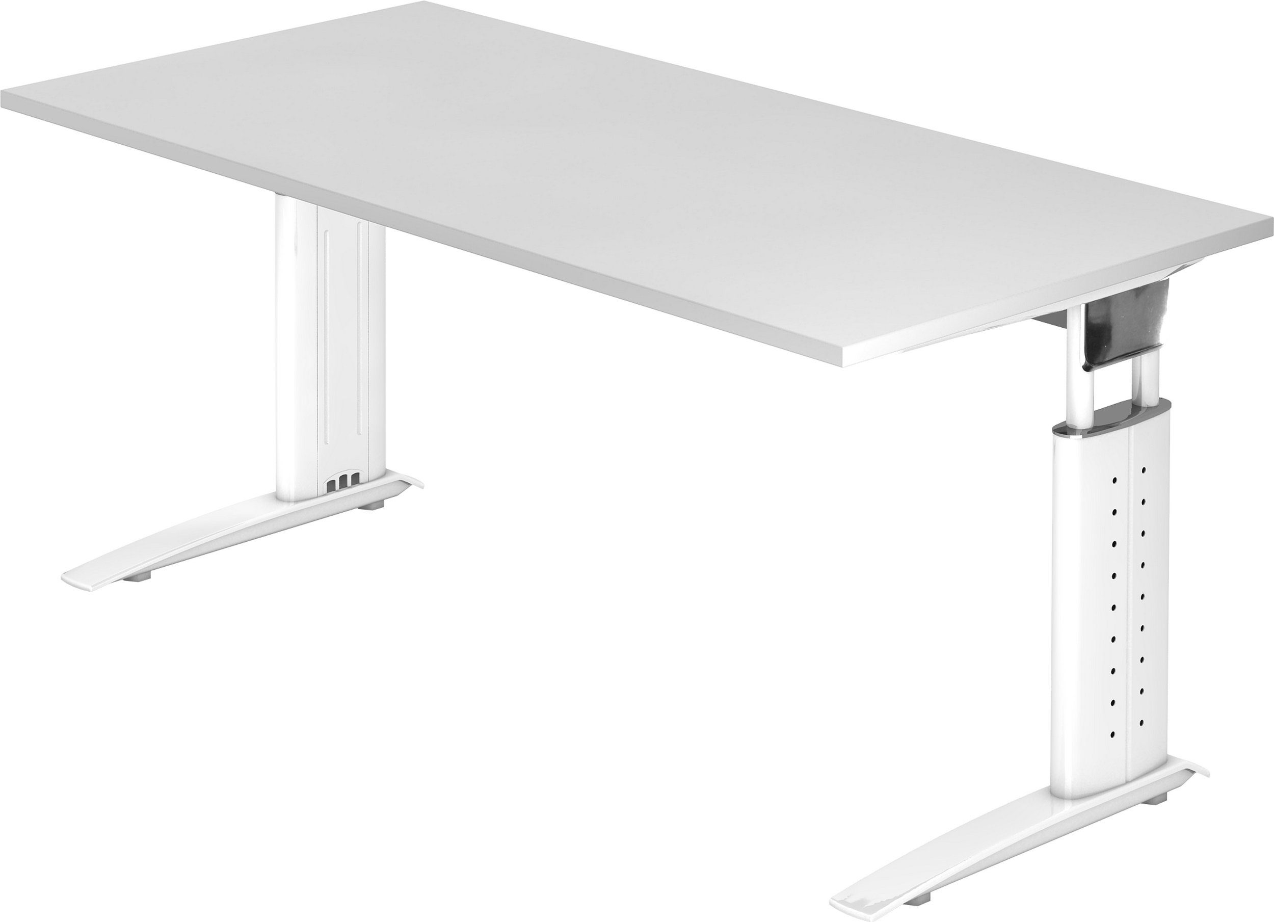 bümö Schreibtisch Schreibtisch Serie-U, Rechteck: 160 x 80 cm - Dekor: Weiß - Gestell: Weiß