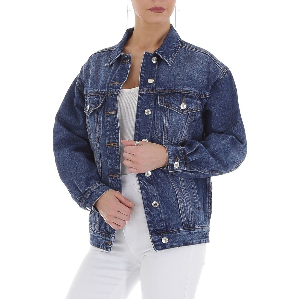 Ital-Design Jeansjacke Damen Freizeit Used-Look Jeansjacke in Blau