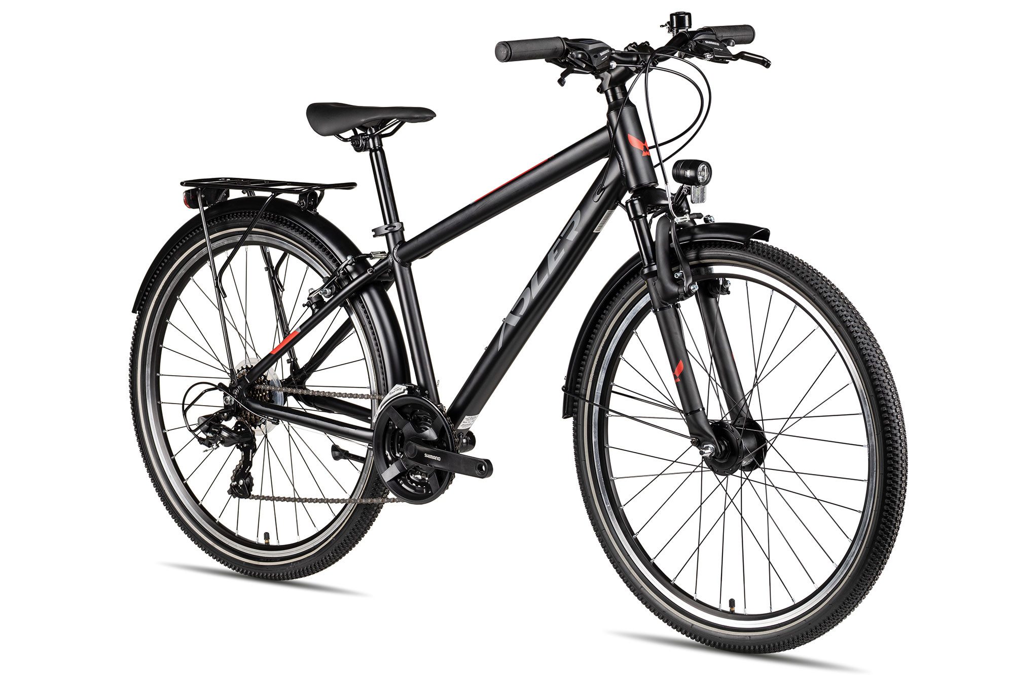 Adler Kinderfahrrad Adler Ace 26 21, 21 Gang Shimano Tourney RD-TY300-7 Schaltwerk, Kettenschaltung, Straßenausstattung schwarz/grau