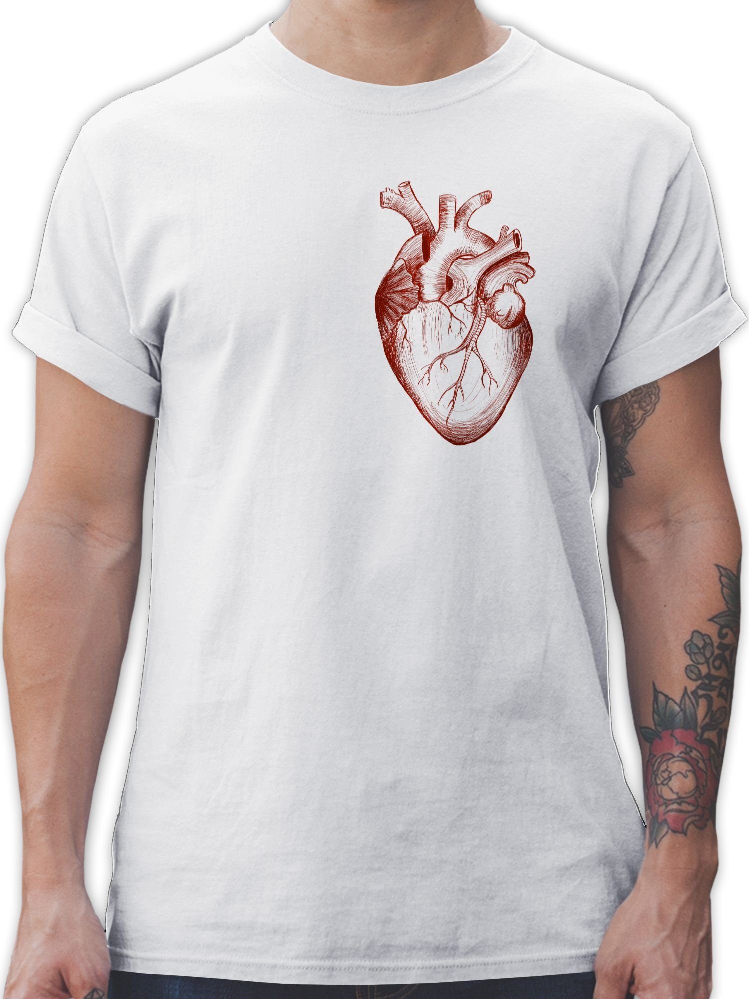 Shirtracer T-Shirt Herz Anatomie Nerd Geschenke 01 Weiß