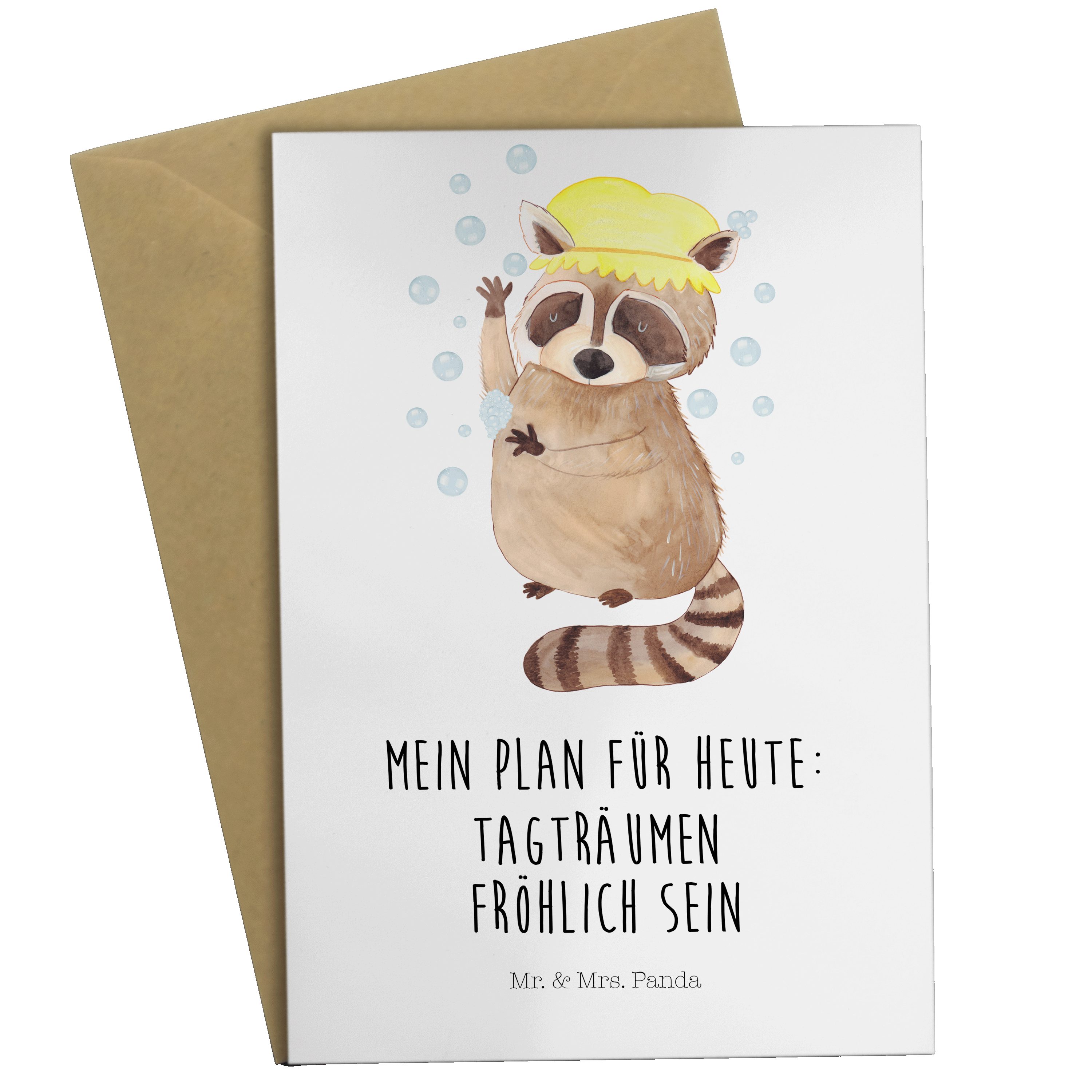 Mr. & Mrs. Panda Grußkarte Waschbär - Weiß - Geschenk, lustige Sprüche, Gute Laune, Tiere, Karte
