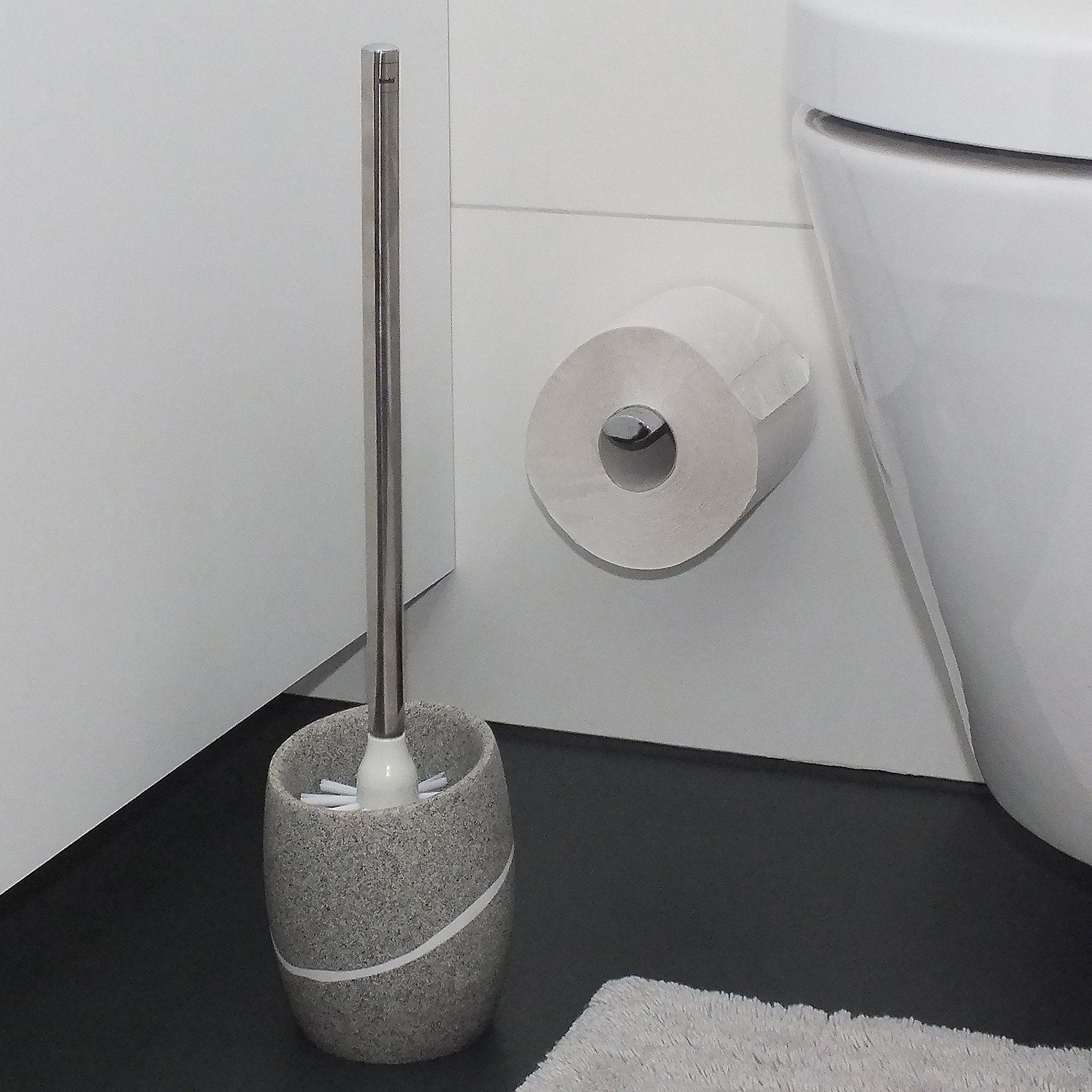 kela WC-Garnitur Talus, weiß Bürstenkopf austauschbarer Natursteinoptik