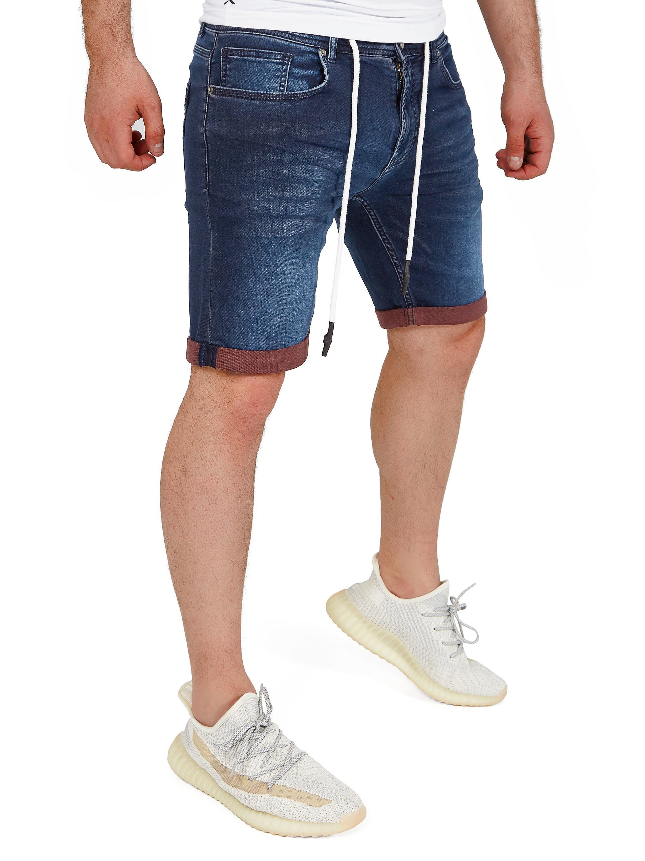 Yazubi Jeansshorts Henry lässige Sweatshorts mit Stretchanteil Dunkelblau (Peacoat 193920)