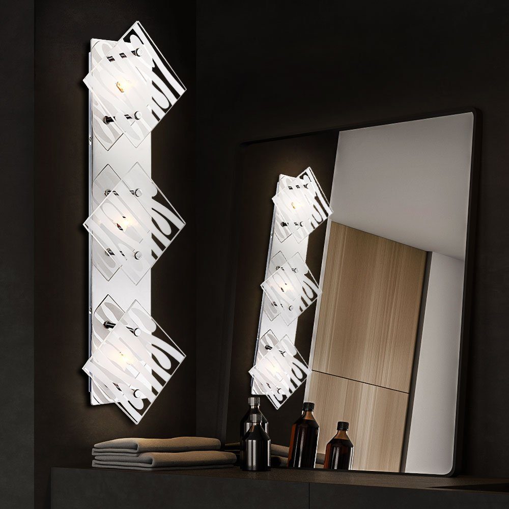 GLOBO LIGHTING LED Wandleuchte, Leuchtmittel nicht inklusive, Wandlampe Chrom Wandspot Glas klar Strahler, weiß Dekorlinien