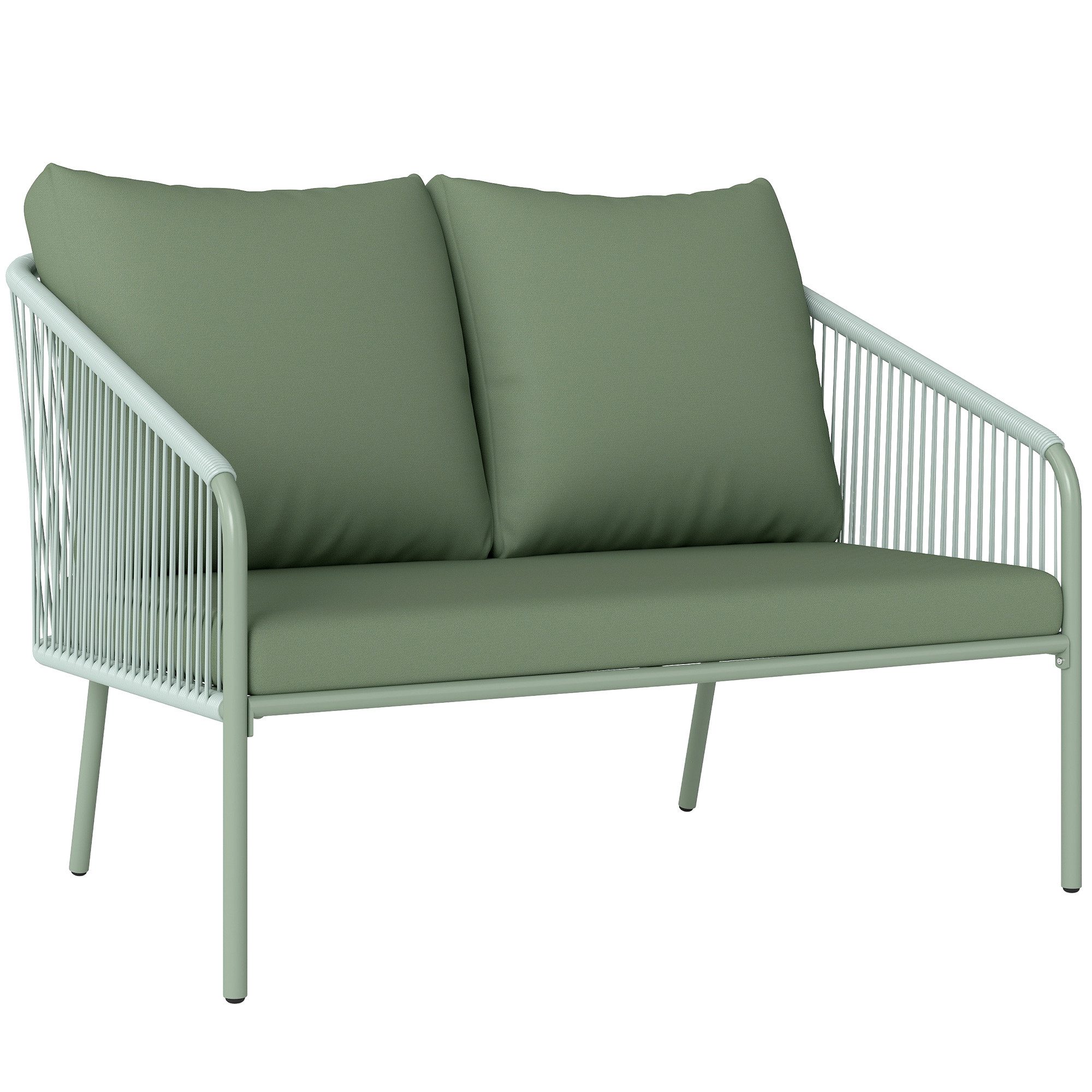 Outsunny Gartensofa mit Kissen, Gartensofa 1 Teile, Balkonmöbel 112 x 72 x 76 cm Grün