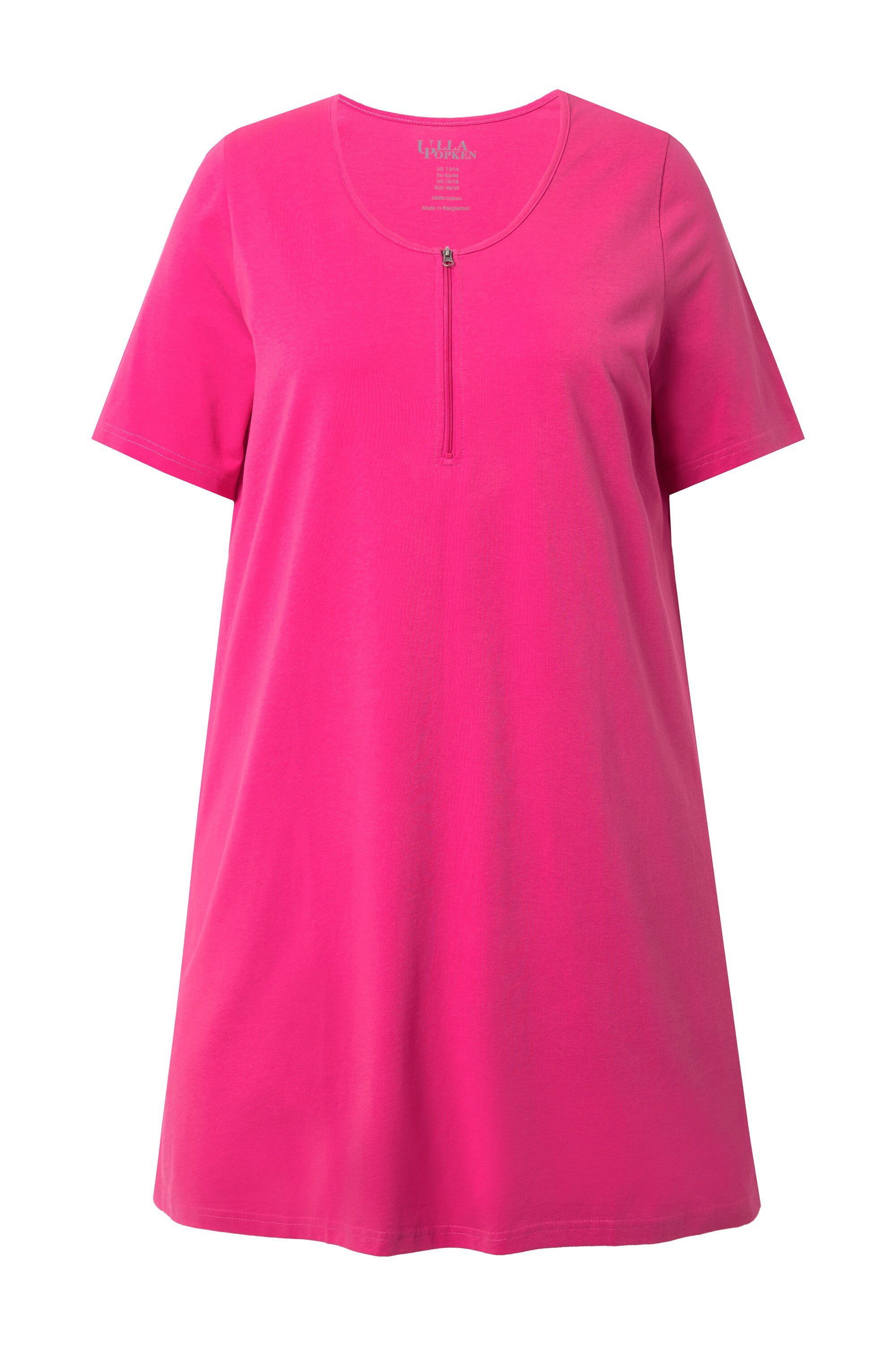 Ulla Popken Longshirt Longshirt Zipper A-Linie Rundhals Halbarm günstig online kaufen