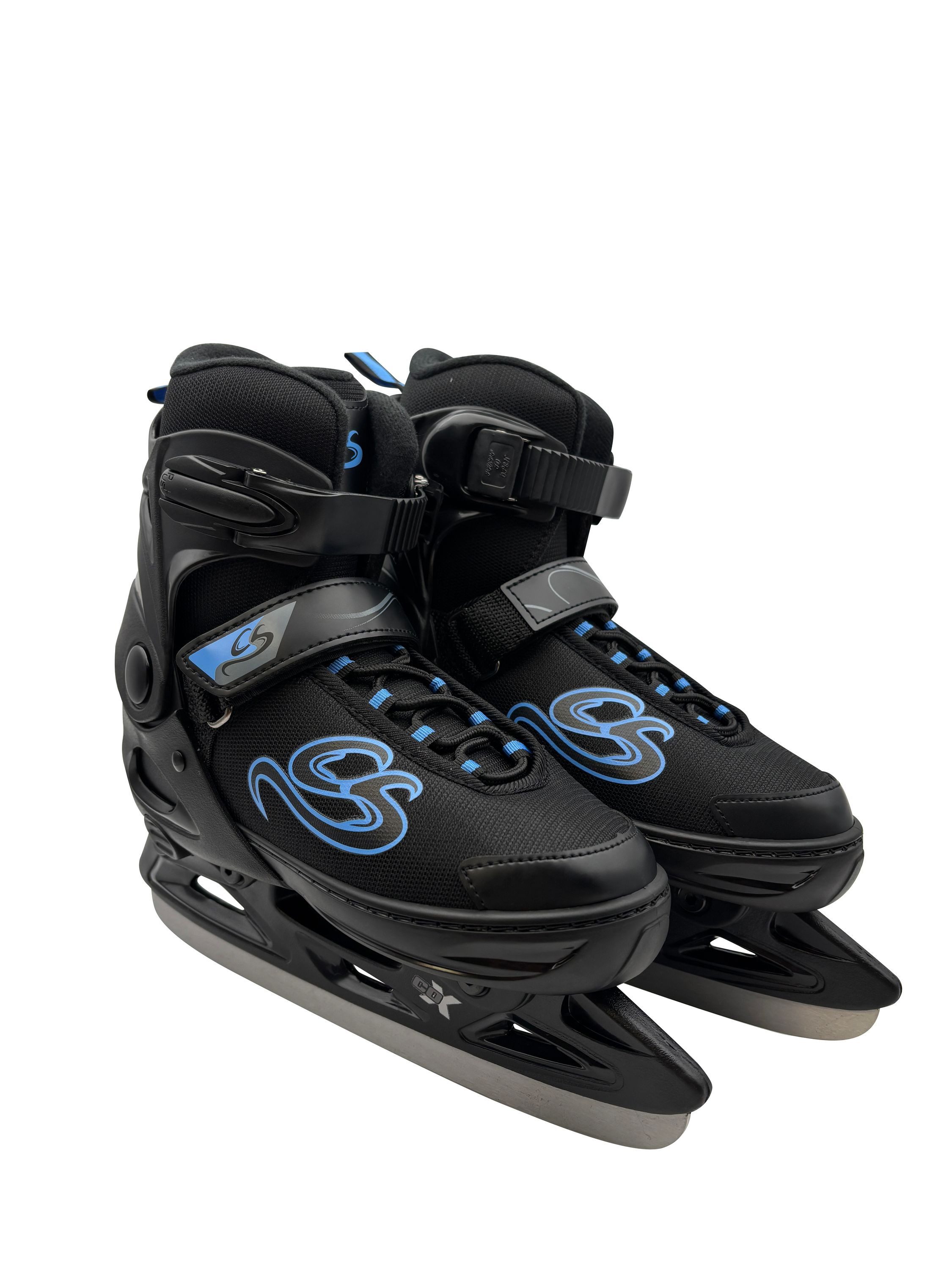 Cox Swain Schlittschuhe CRYSTAL – größenverstellbar, Softboot – Black/Blue – M (37-40), Verstellbare Schlittschuhe mit Edelstahlkufen – Bild 3 von 5