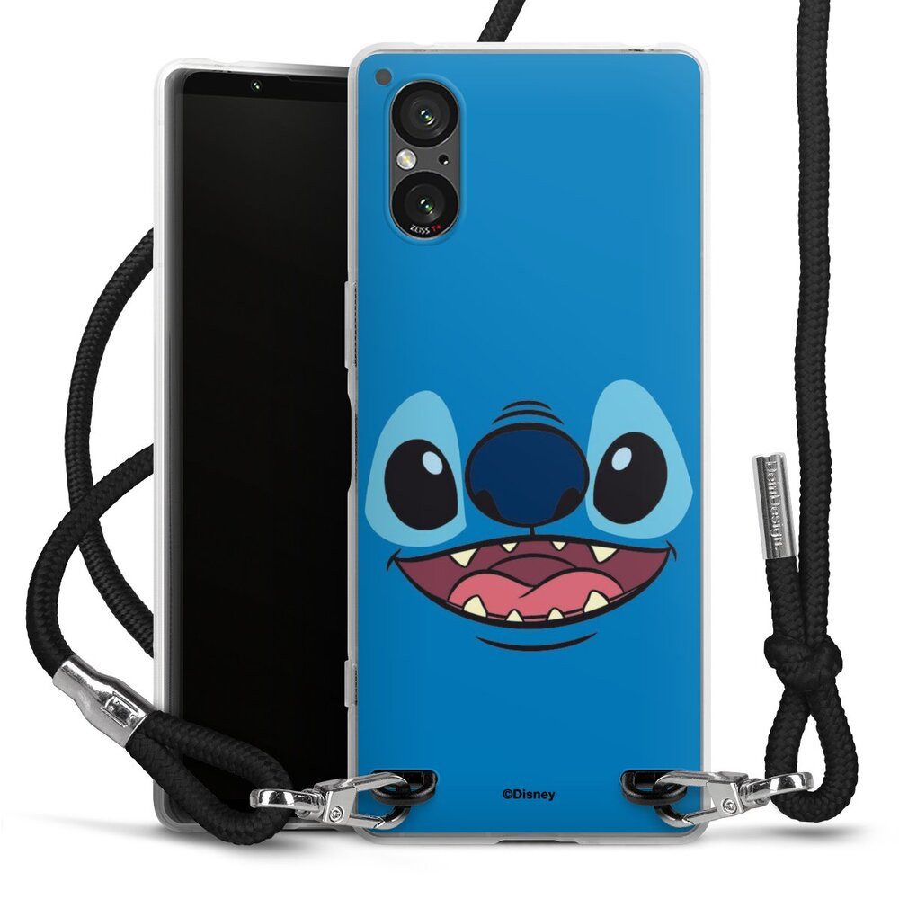 DeinDesign Handyhülle Lilo & Stitch Disney Offizielles Lizenzprodukt Stitch Closeup, Sony Xperia 5 V Handykette Hülle mit Band Case zum Umhängen