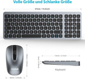 LeadsaiL Tastatur- und Maus-Set, leise-schlank-Kombination QWERTZ, deutsches Layout mit 2-in-1 USB Nano