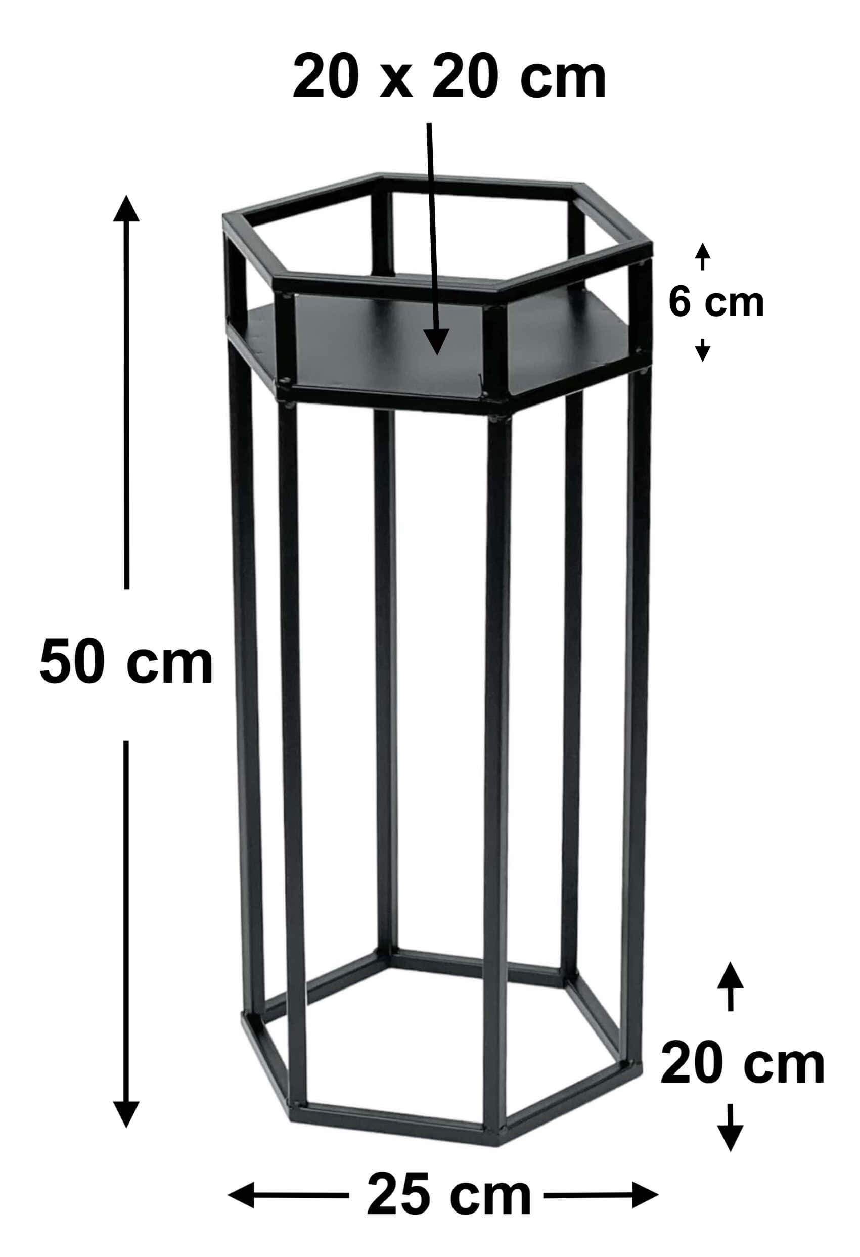 Blumenständer 6eck - DanDiBo 50 Blumenhocker cm Schwarz 96453 70 Metall Blumenständer