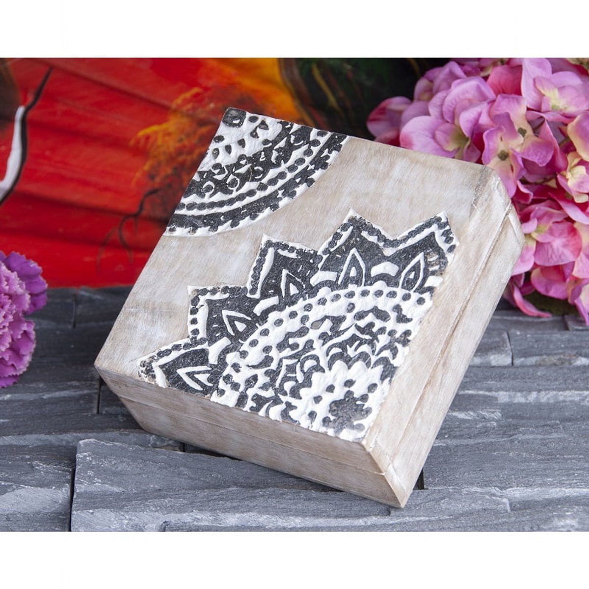 Berk Mandala Holzbox Silberfarbig Klein, klein