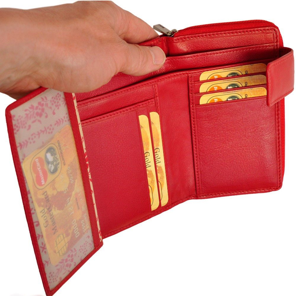 BRANCO Geldbörse Große Damen-Geldbörse / Portemonnaie, Leder, Rot, Branco 22373