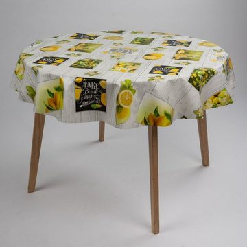 laro Tischdecke Wachstuch-Tischdecken Zitrone Limonade Rund 140cm