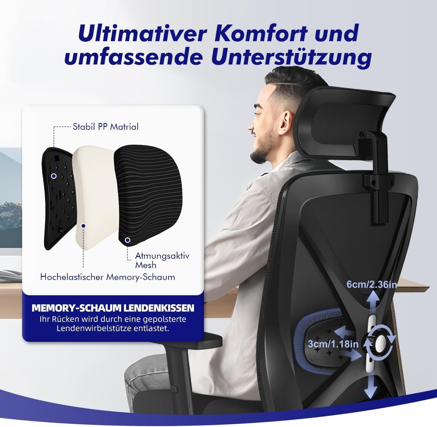 Hiazurm Bürostuhl Bürostuhl, Chefsessel, Ergonomischer Schreibtischstuhl, C günstig online kaufen