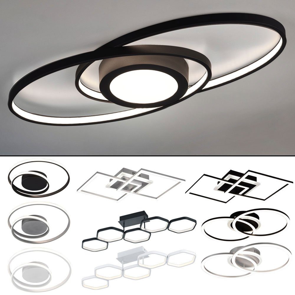etc-shop LED Deckenleuchte, LED schwarz Lampen Switch Schleife schwarz Dimmer - Decken Design Leuchten anthrazit weiß Deckenleuchte