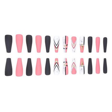 YRIIOMO Kunstfingernägel Künstliche Nägel, Marmormuster, farblich passende lange, Ballerina-Nägel, verschleißfeste Maniküre-Nägel