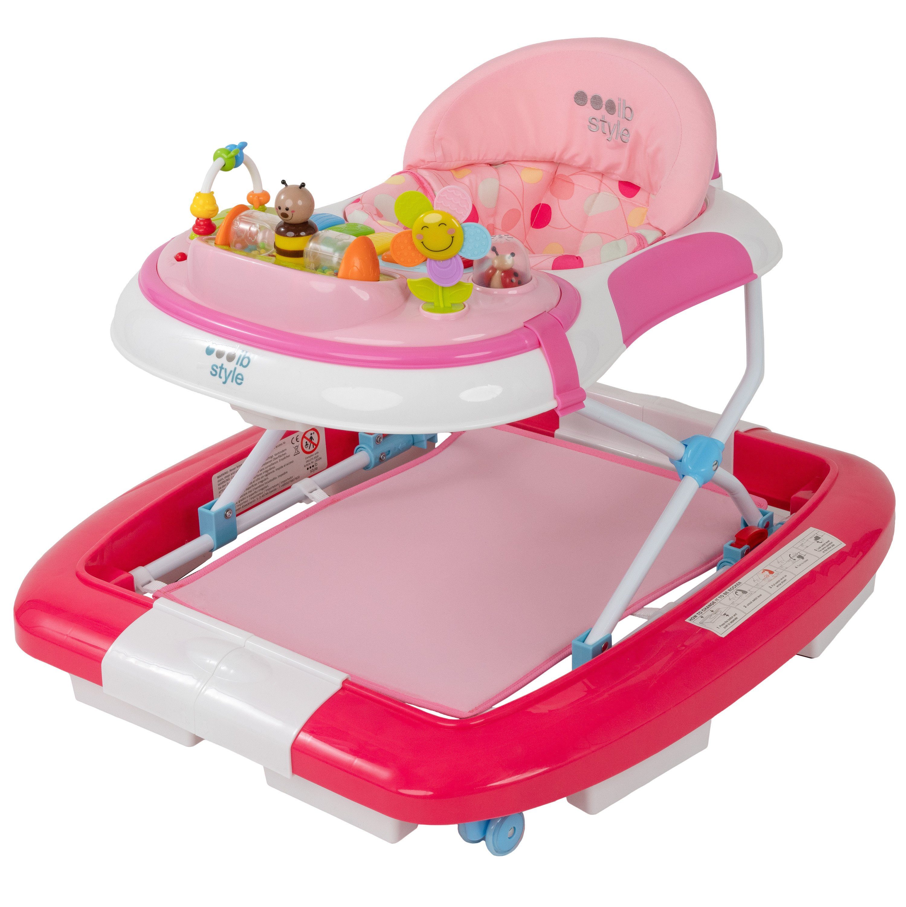 ib style Lauflernhilfe Little World Lauflernwagen Schaukelfunktion Babywalker & elektronischem Spielelement mit Rosa