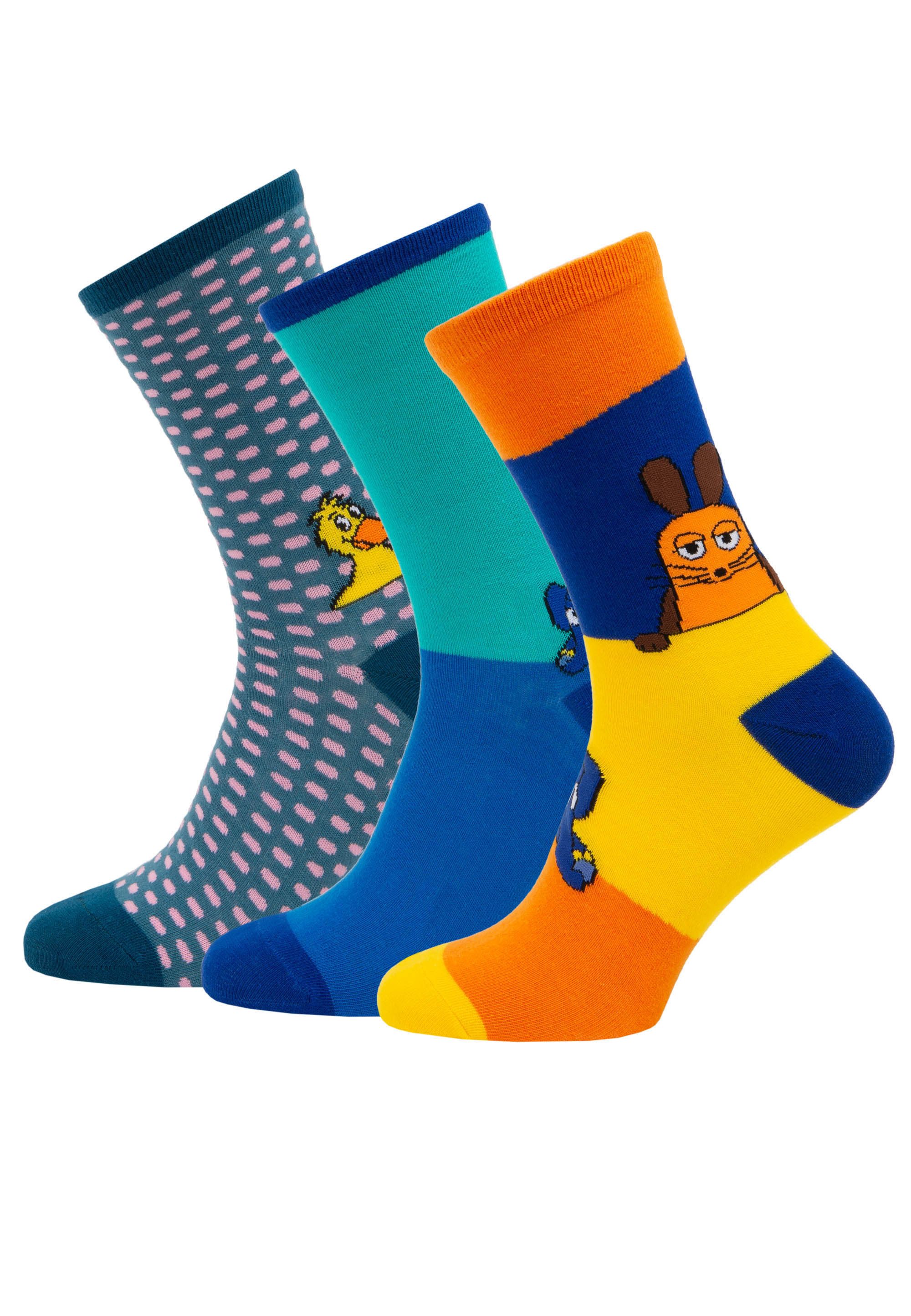 koaa Socken Maus - Kleine Freunde 3er-Pack mit buntem Design