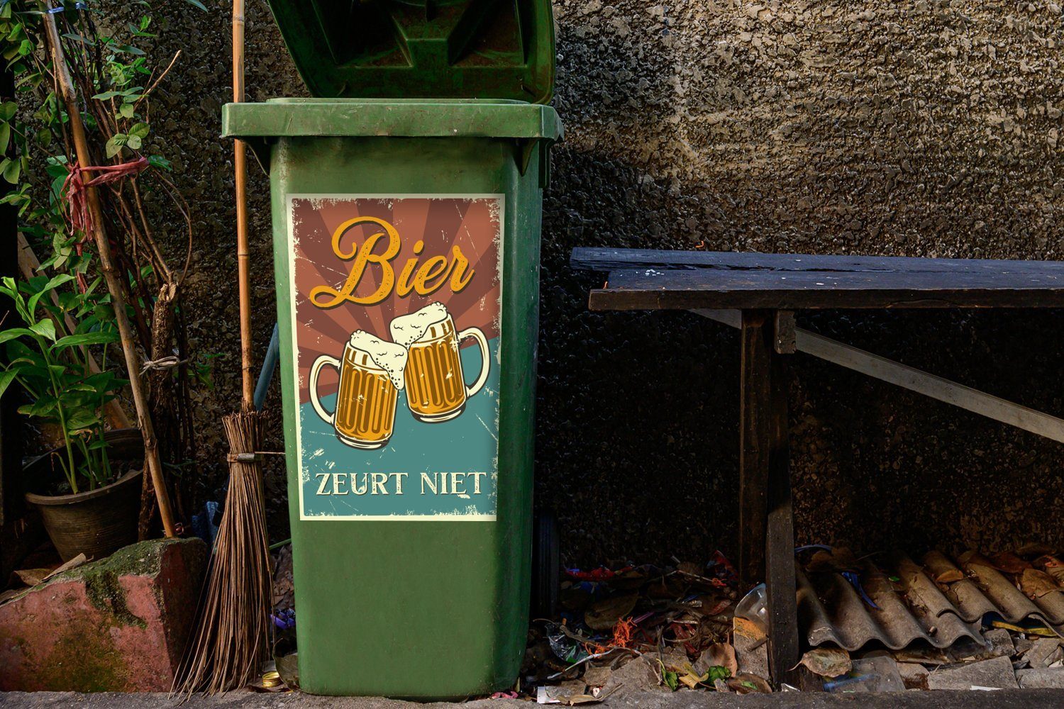 Mülltonne, (1 Kneipe Container, Cafe Abfalbehälter Mülleimer-aufkleber, Mancave nicht Bier Wandsticker St), - - nörgelt - Bier MuchoWow Sticker, -