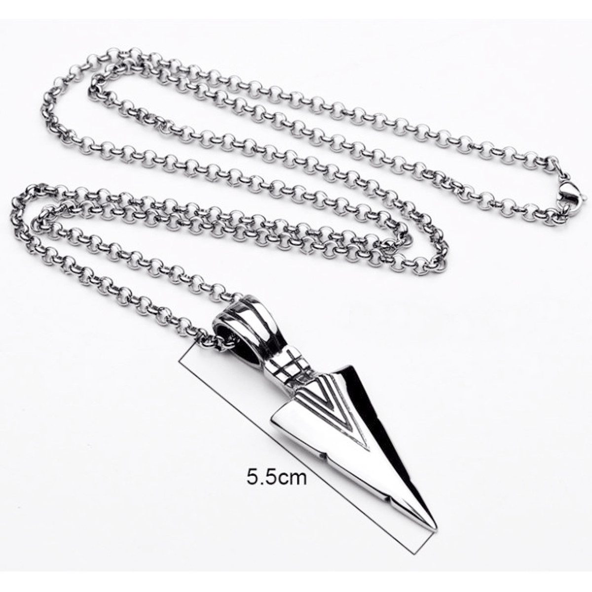 KARMA Kette mit Anhänger Herrenkette silber Pfeilspitze Anhänger Metall Männerkette Halskette (modern Metallhalskette Pfeil), Herren Herrenhalskette Kette Geschenk für Ihn