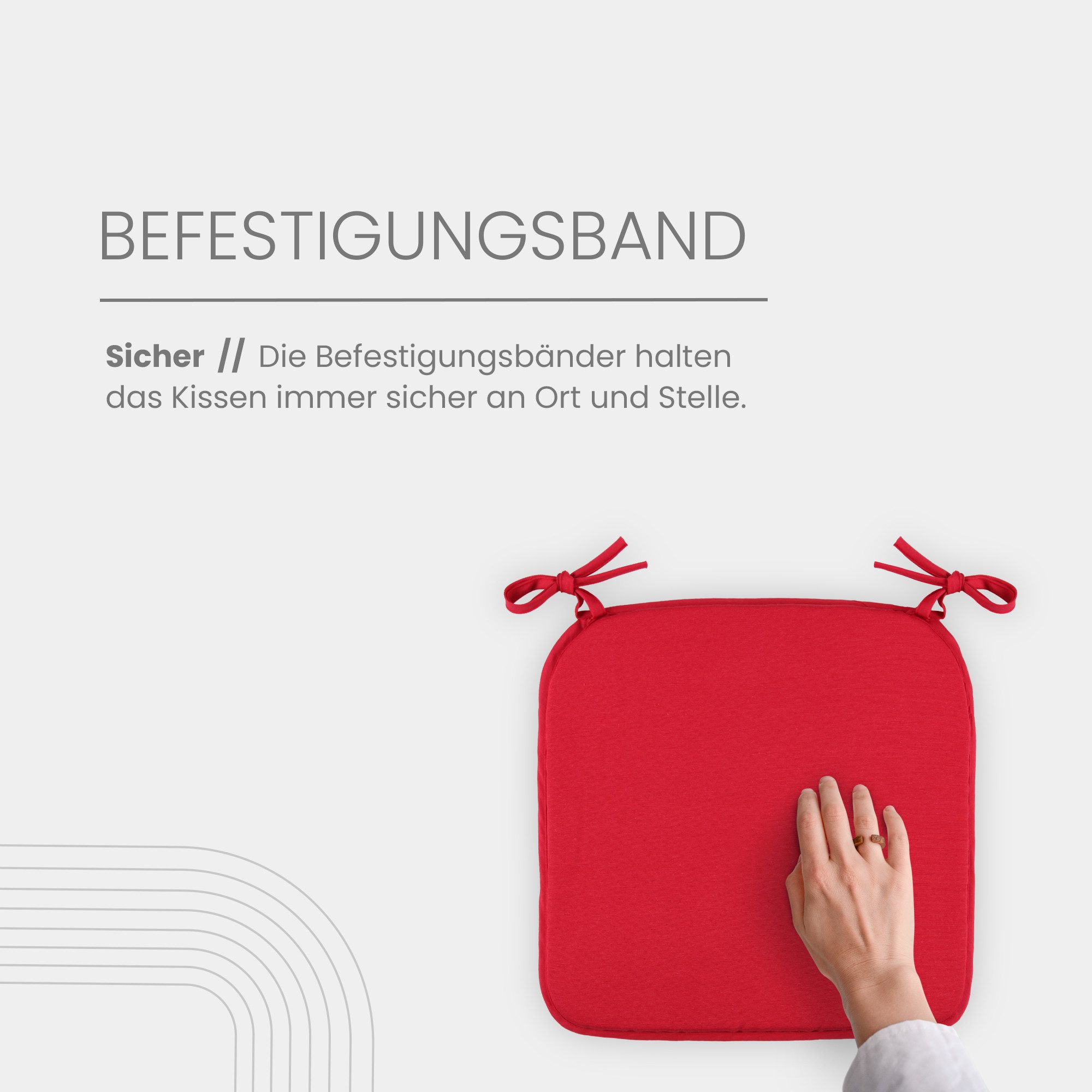 Bestlivings Stuhlkissen mit Haltebändern Canvas, 38x38cm, robust, Mischgewebe, Indoor & Outdoor – Bild 4 von 5