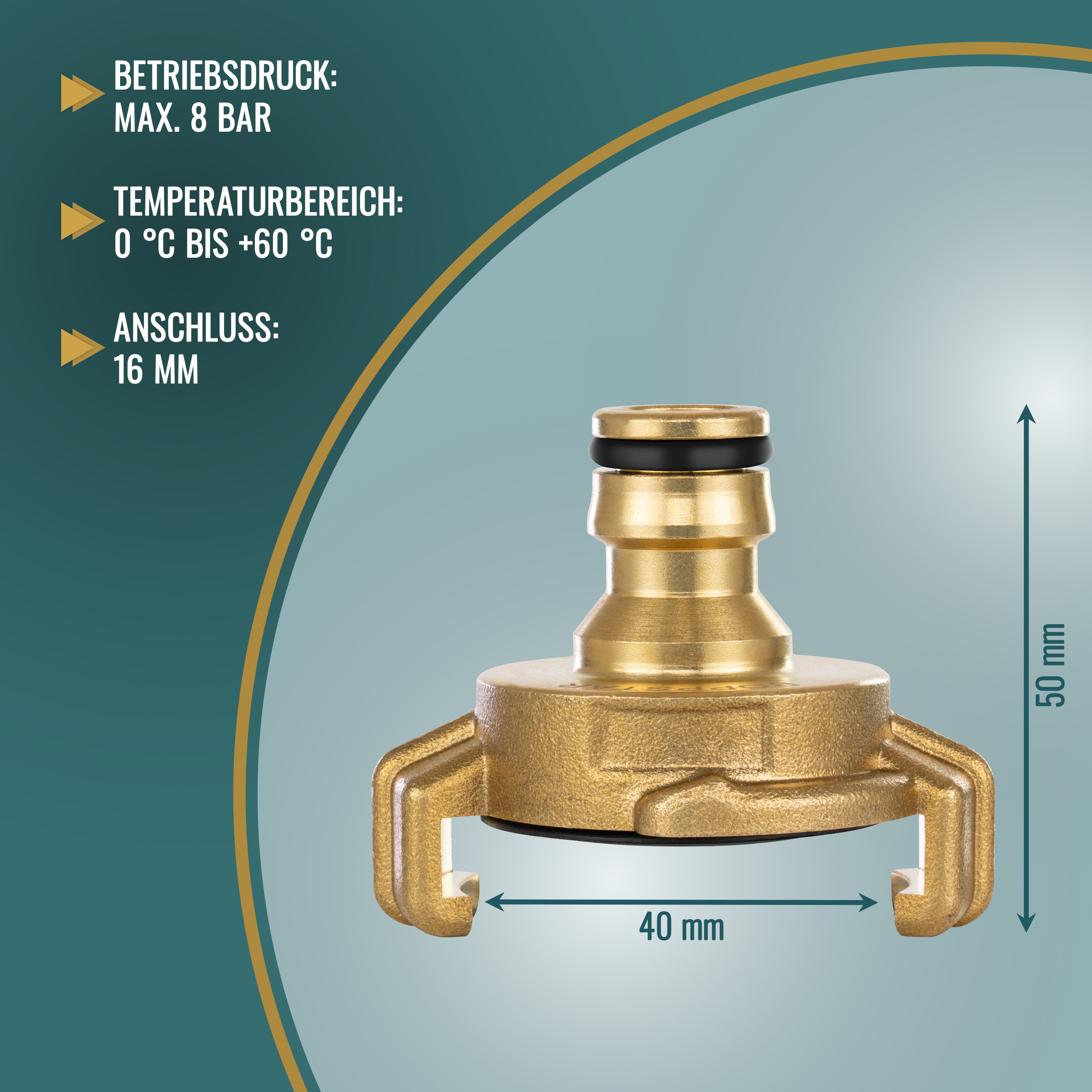 Poppstar Schlauchkupplung Messing Schnellkupplung System Geka auf Steckkupplung, (Set, 2-tlg), Anschluss für Gartenschlauch