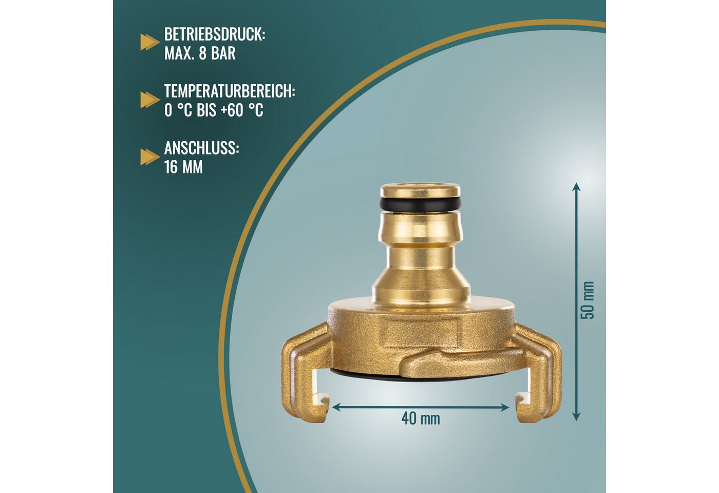 Thumbnail - Poppstar Schlauchkupplung Messing Schnellkupplung System Geka auf Steckkupplung, (1-tlg), Anschluss für Gartenschlauch