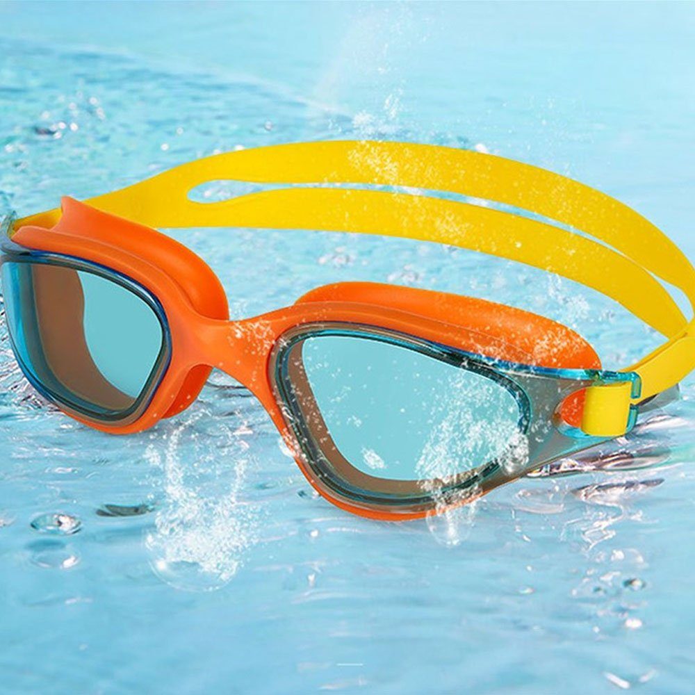 Dsen Schwimmbrille Schwimmbrille,Anti-UV-Schwimmbrille, mit Brillenetui Gelb