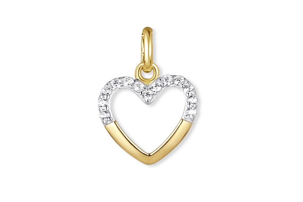 Silberkettenstore Kettenanhänger Anhänger Herz mit Zirkonia - 333 Gold günstig online kaufen