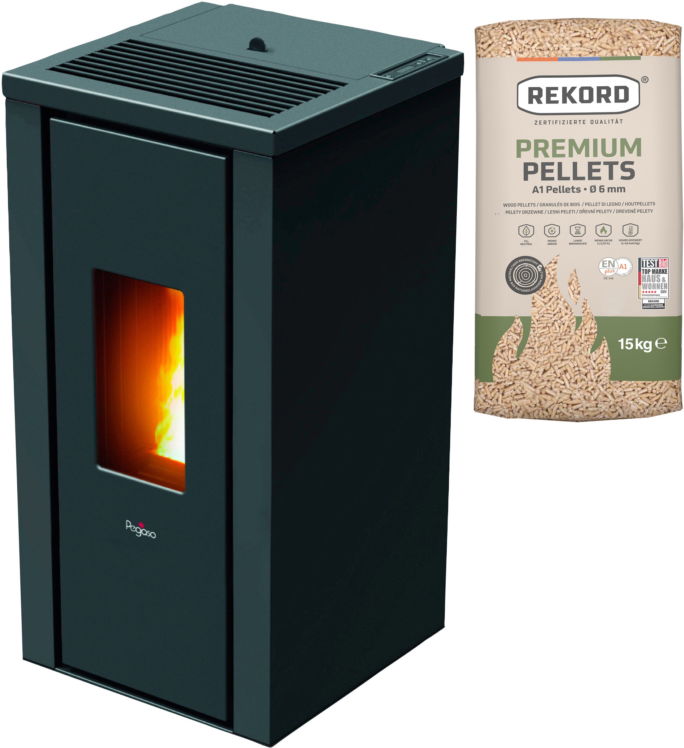 Pegaso Pelletofen VERA, 7 kW, Zeitbrand, Stahl