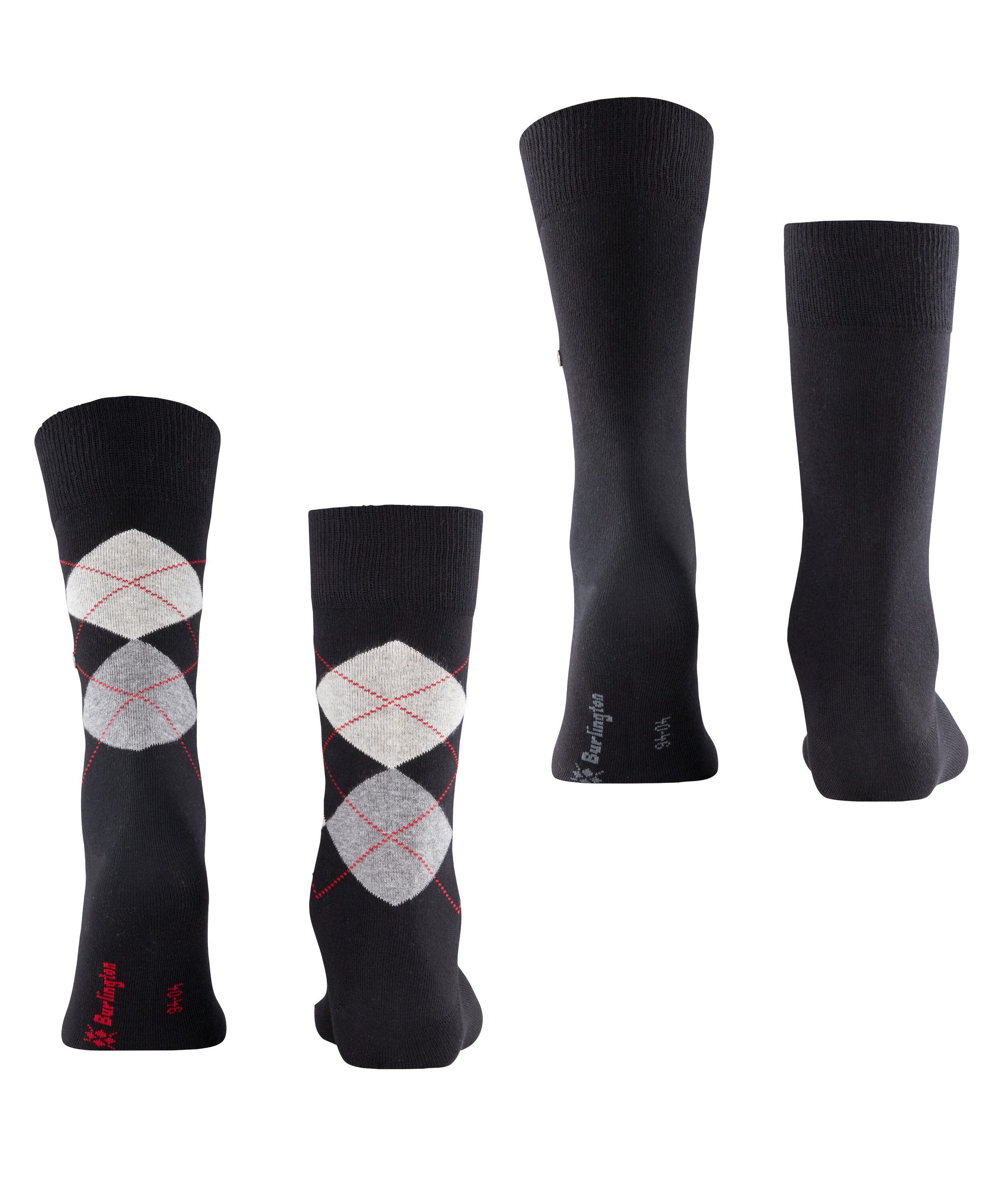 Burlington Socken Everyday Argyle Mix 2-Pack (2-Paar) aus weicher gekämmter Baumwolle