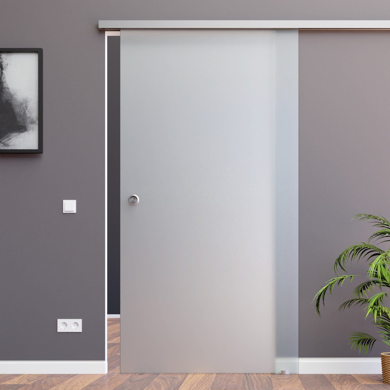 AMOD Glasschiebetür S (SlimLine, Komplett Set), mit Griffmuschel und SoftSt günstig online kaufen