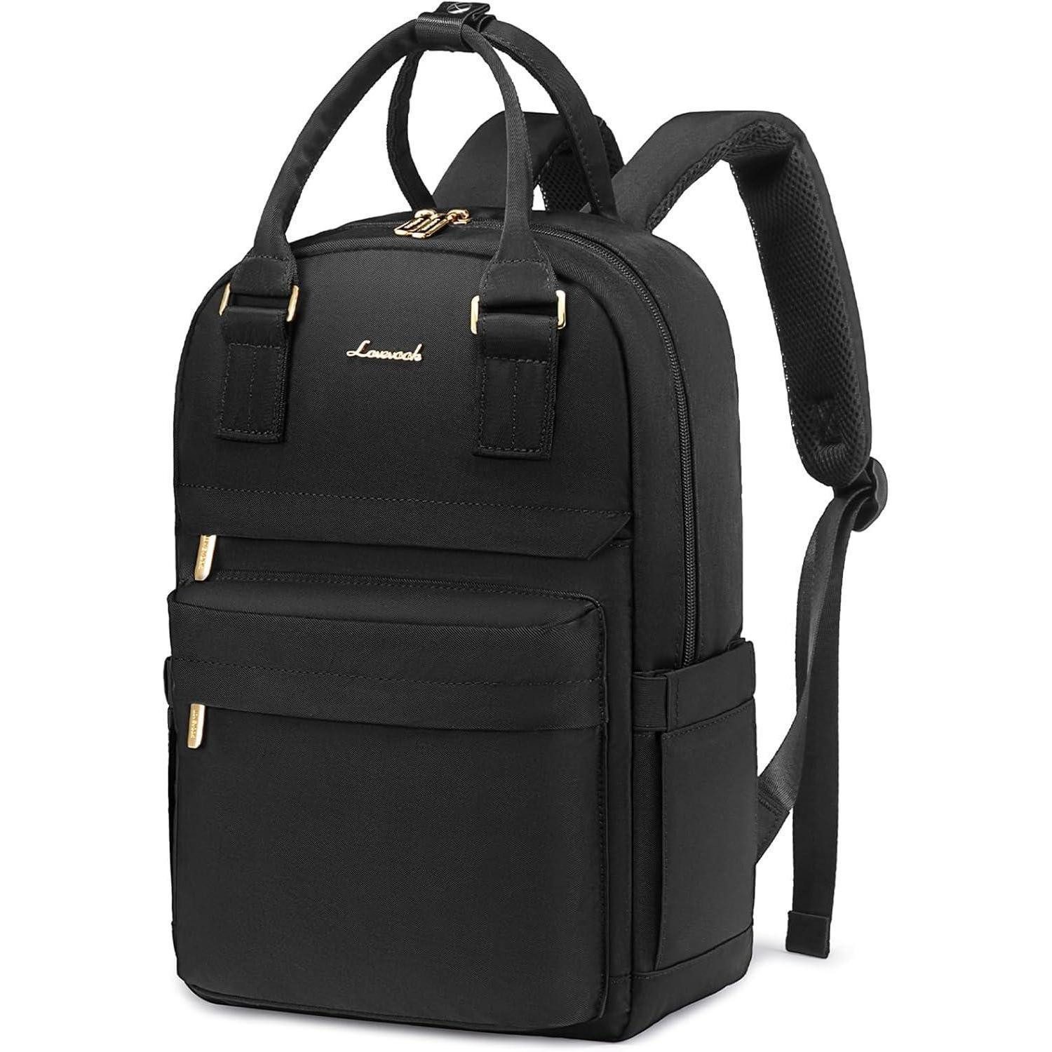 Schulrucksack Schulrucksack Mädchen 14 Zoll Laptop Rucksack wasserdicht Schwarz