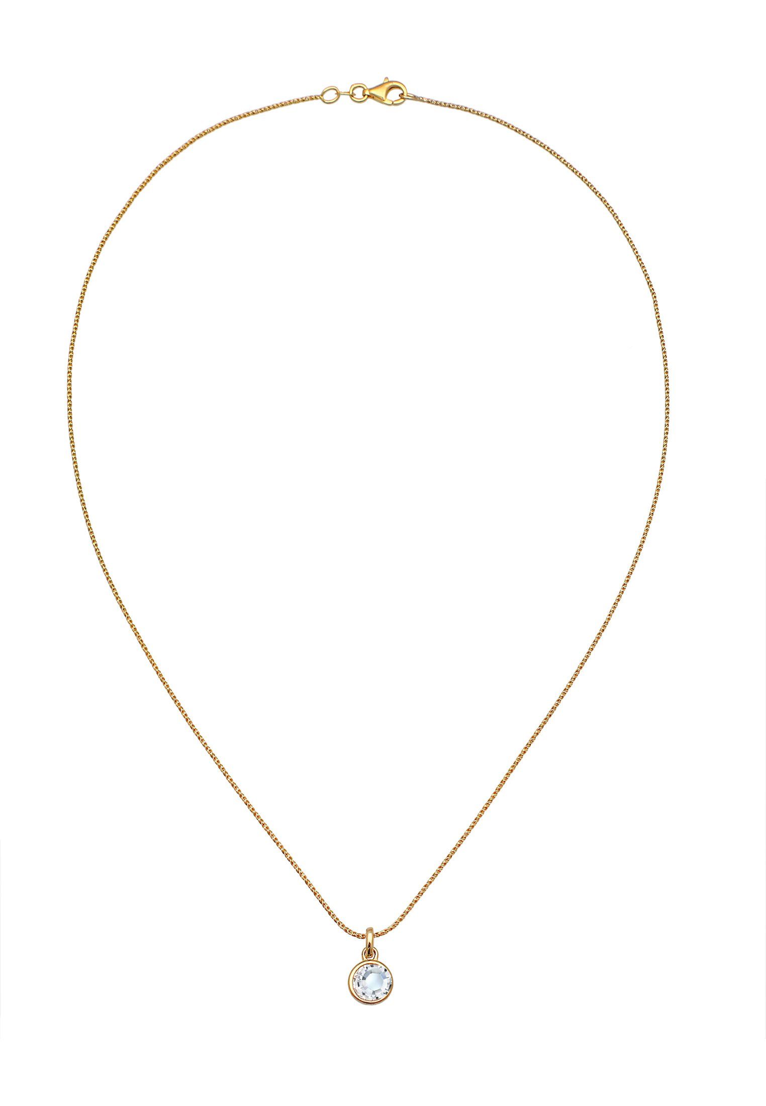 Elli Kette mit Solitär Kordelkette Anhänger Kristall 925 Silber Gold