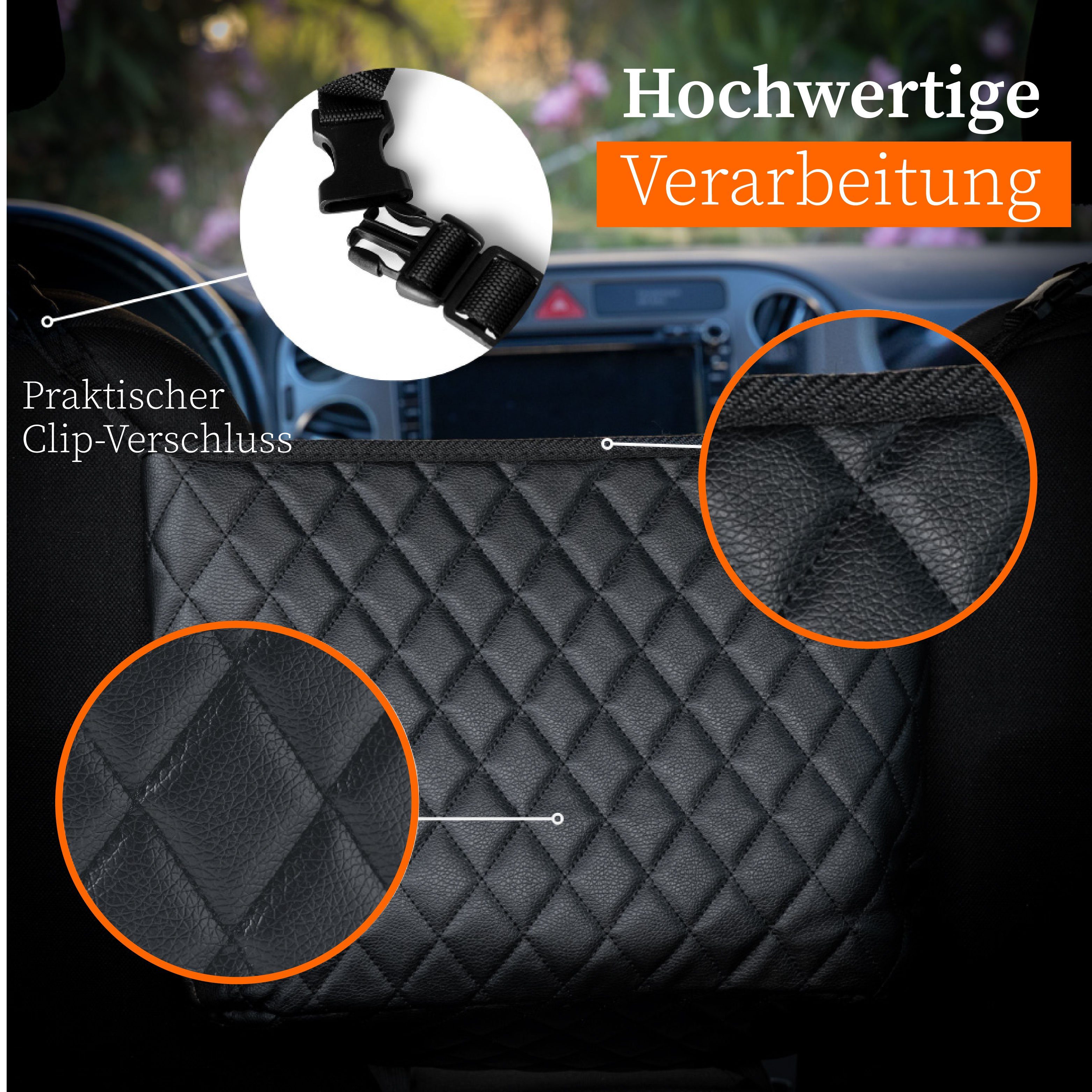 Rücksitzorganizer Handtaschen), Bling Inklusive Multifunktionale (Organizer Frauen Auto Untersetzer Autositz-Tasche, Upgrade4cars Getränkehalter Innenraum Auto-Zubehör Glitzer Handtaschenhalter für