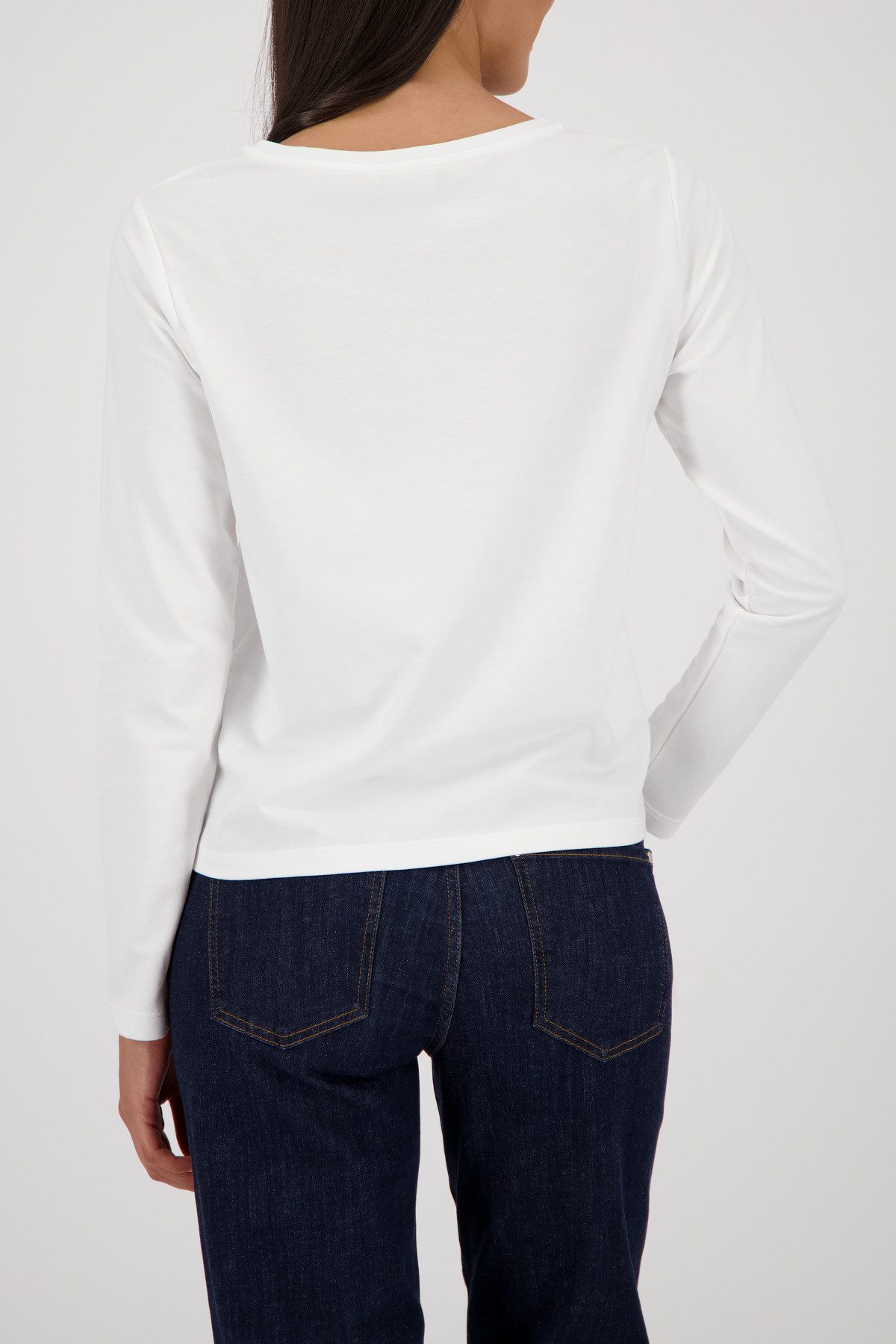 Monari Langarmshirt Shirt Emblem + Schmuck Rundhalsausschnitt, Regular Fit, mit Strasssteinen