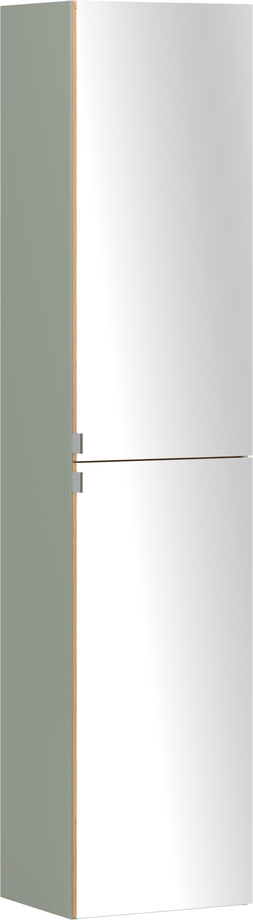 welltime Spiegelschrank TRIENT, Seiten-Spiegelschrank 40 cm, gedämpfte Scharniere (Maße (B/H/T): ca. 40/180/35 cm) Schilfgrün/Wildeiche, gedämpfte Scharniere